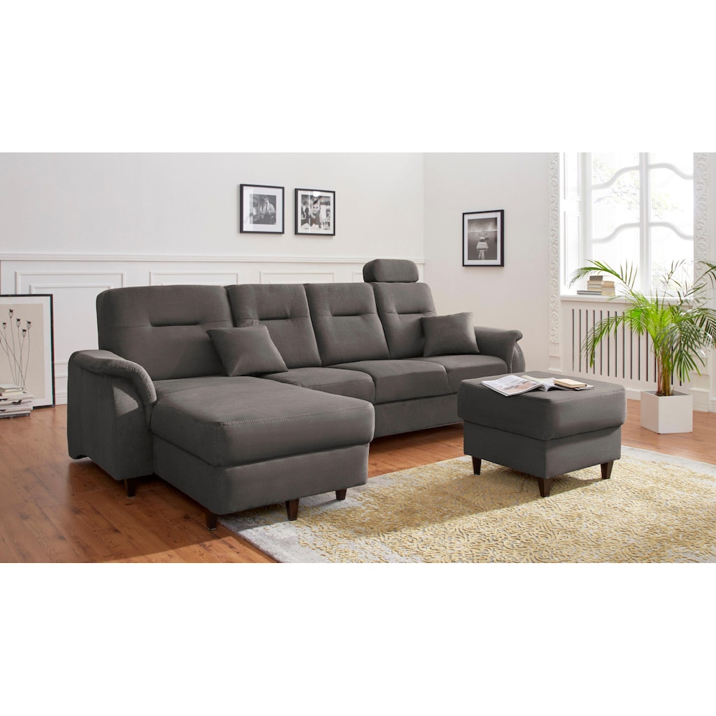 BENFORMATO HOME COLLECTION Ecksofa, wahlweise mit Bettfunktion und Kopfstütze