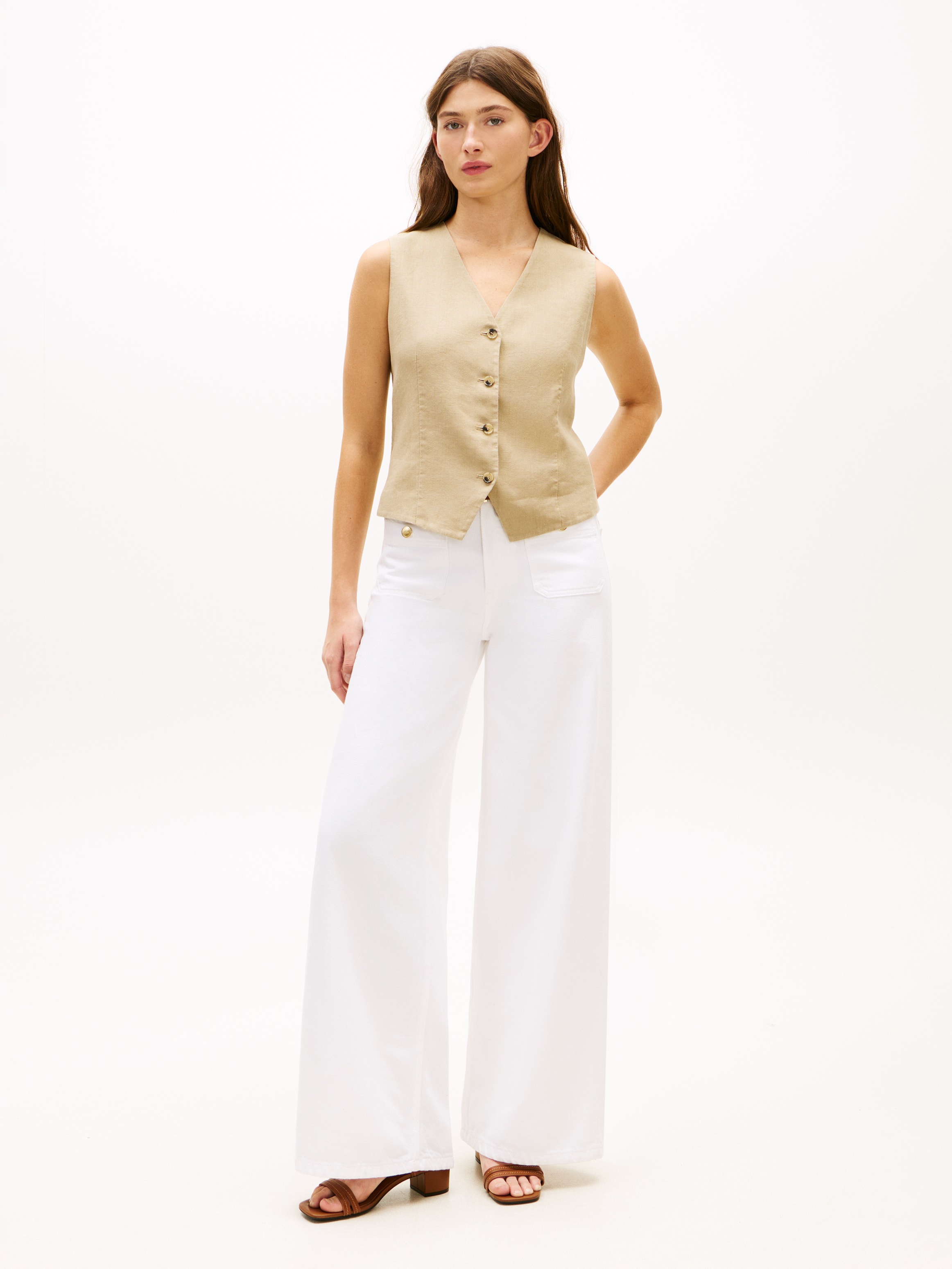 Tommy Hilfiger Anzugweste »NEW ESS LINEN VEST« mit Logo-Stickerei