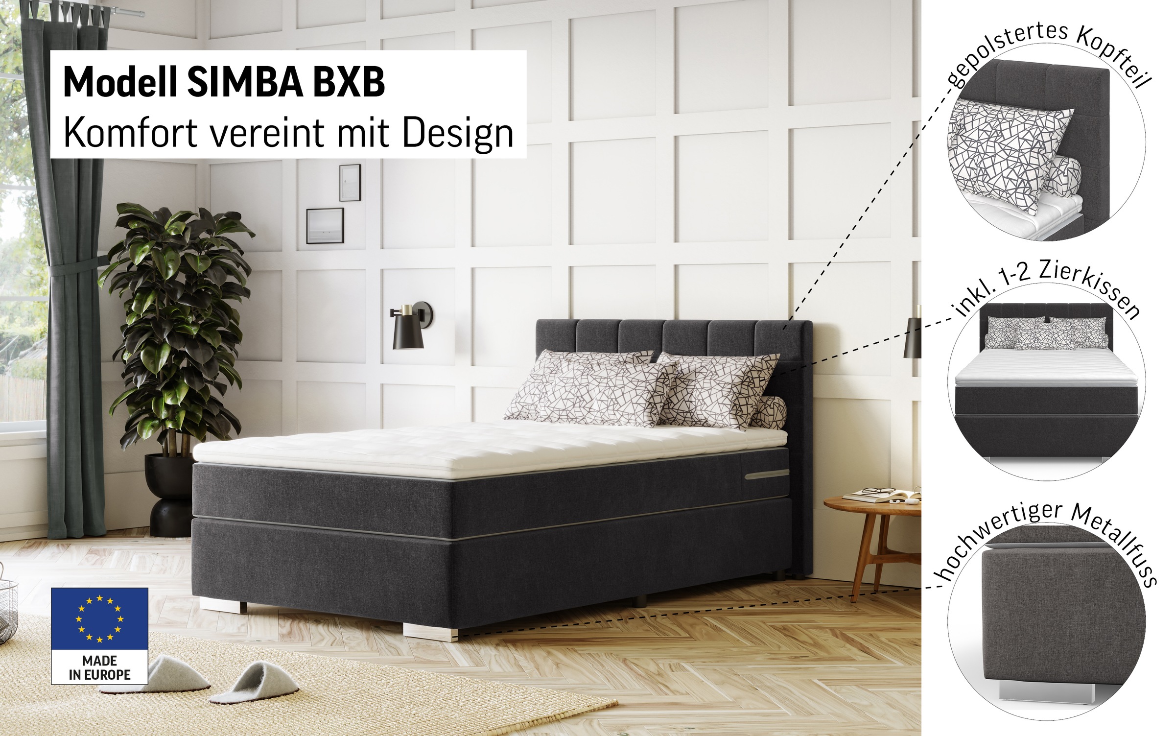 COTTA Boxspringbett "Simba" wahlweise mit oder ohne Matratze und Topper bes günstig online kaufen