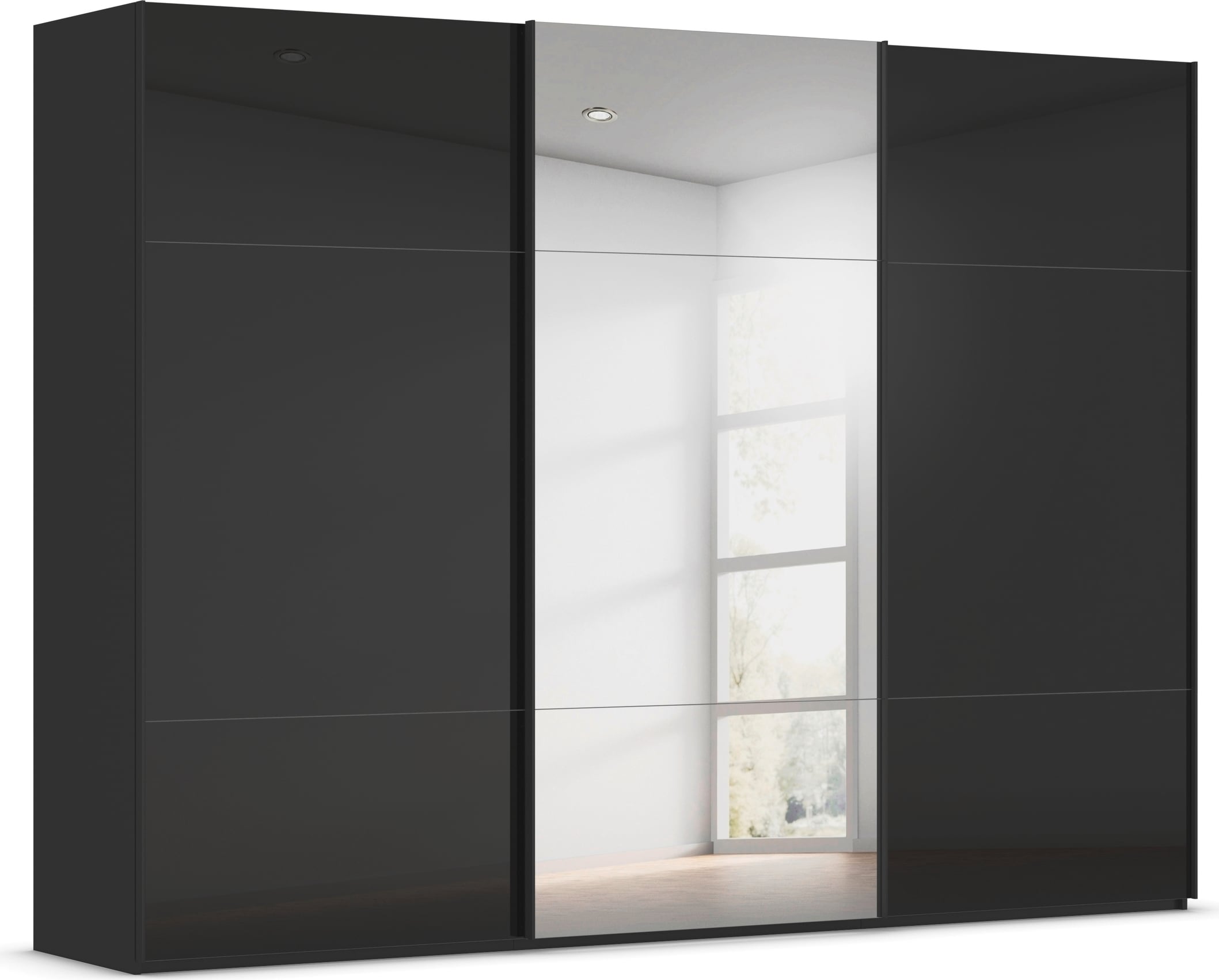 rauch Schwebetürenschrank "Kleiderschrank Schrank Garderobe Schlafzimmerschrank CONTIDO" 3 verschiedene Ausstattungen BASIC/CLASSIC/PREMIUM (inkl. SOFT-CLOSE), aus hochwertigem Material in 6 Breiten 2 Griff-Farben MADE IN GERMANY