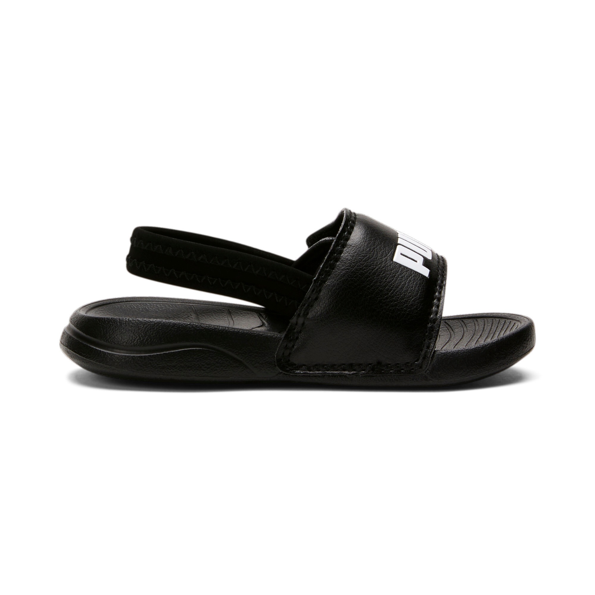 Badesandale PUMA "POPCAT 20 BACKSTRAP AC INF", Mädchen, Gr. 25, schwarz (puma schwarz, puma weiß), Synthetik, unifarben, Schuhe Sandale, mit gepolstertem Front-Strap und Fersenriemen, aus Synthetik 2