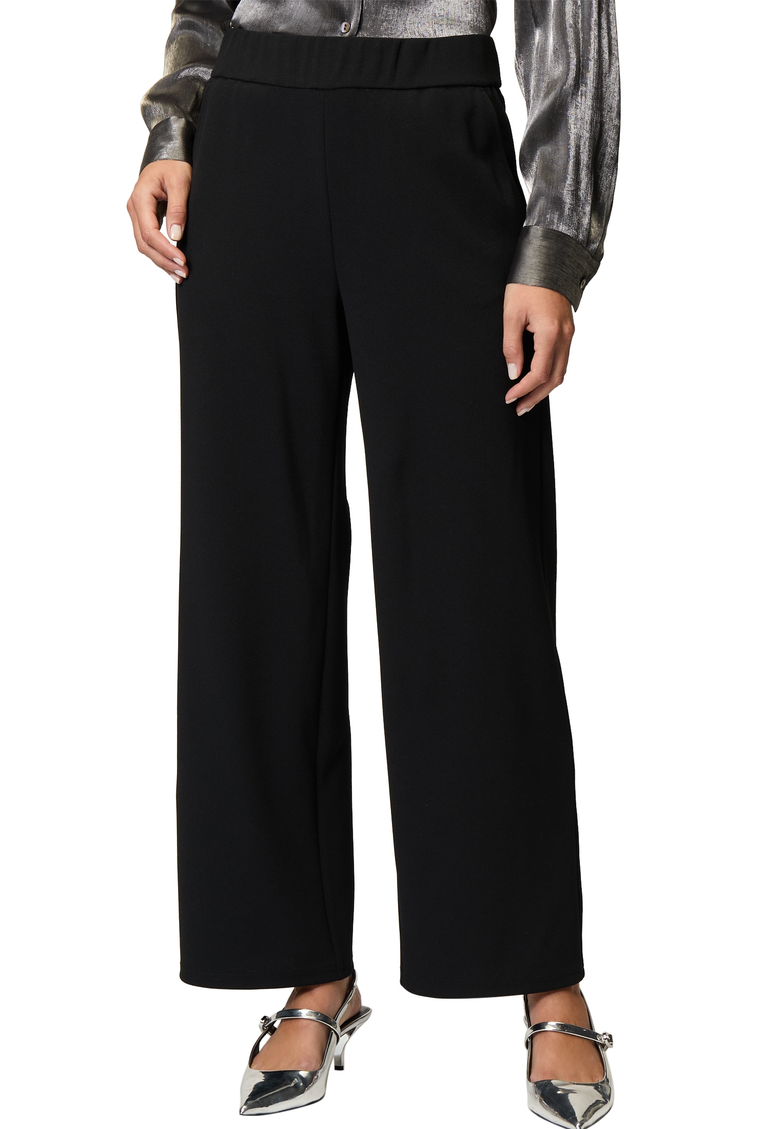 Zero Stoffhose "zero Damen Hose Wide Leg Gummibund 28 Inch", Plain/ohne Det günstig online kaufen