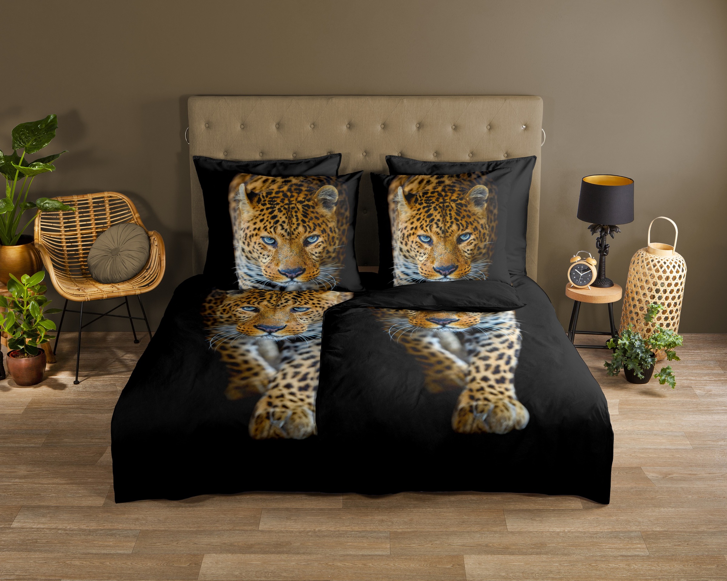 good morning Wendebettwäsche »Bonn«, Baumwolle, Renforcé, 135x200, Reißverschluss, Wende, Leopard, Schwarz