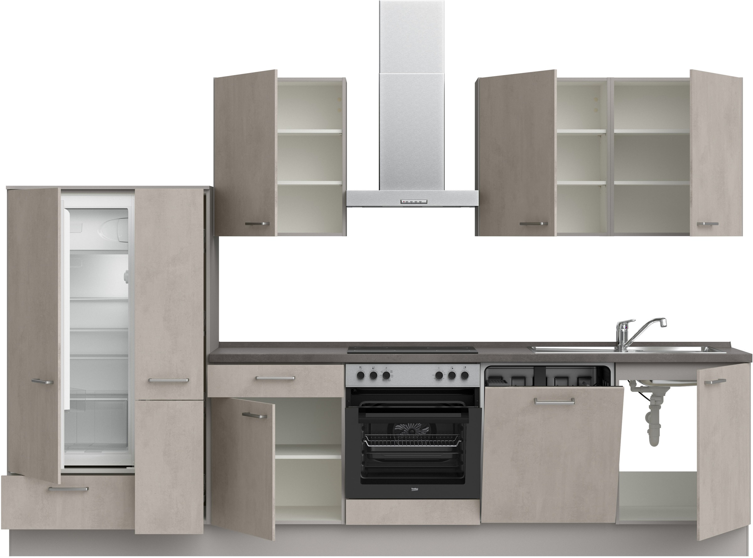 nobilia® Küchenzeile »"Riva I"«, vormontiert, Ausrichtung wählbar, Breite 330 cm, wahlw. mit E-Geräten