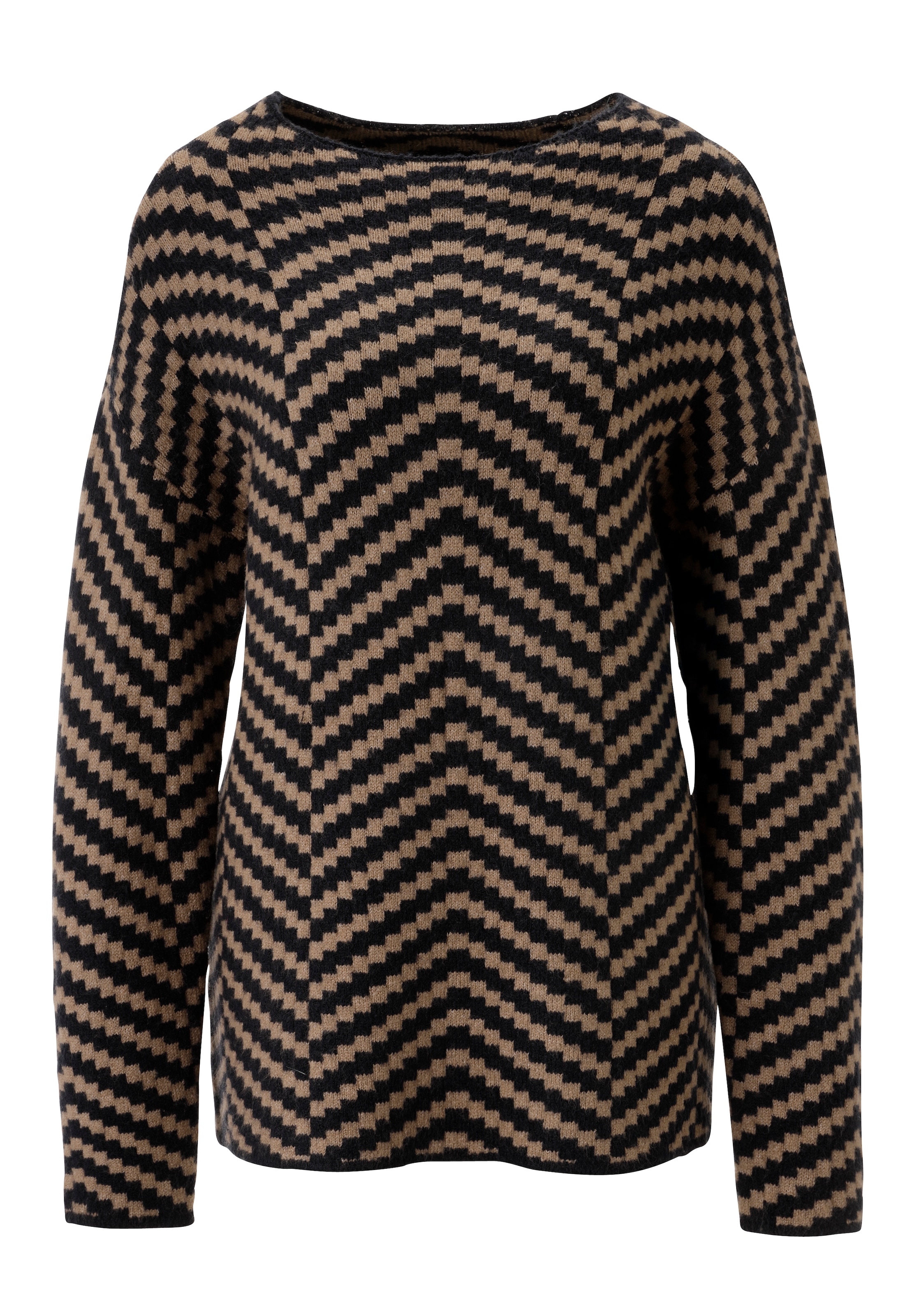 Aniston SELECTED Strickpullover, mit eingestrickter Zick-Zack-Allover-Musterung - NEUE KOLLEKTION