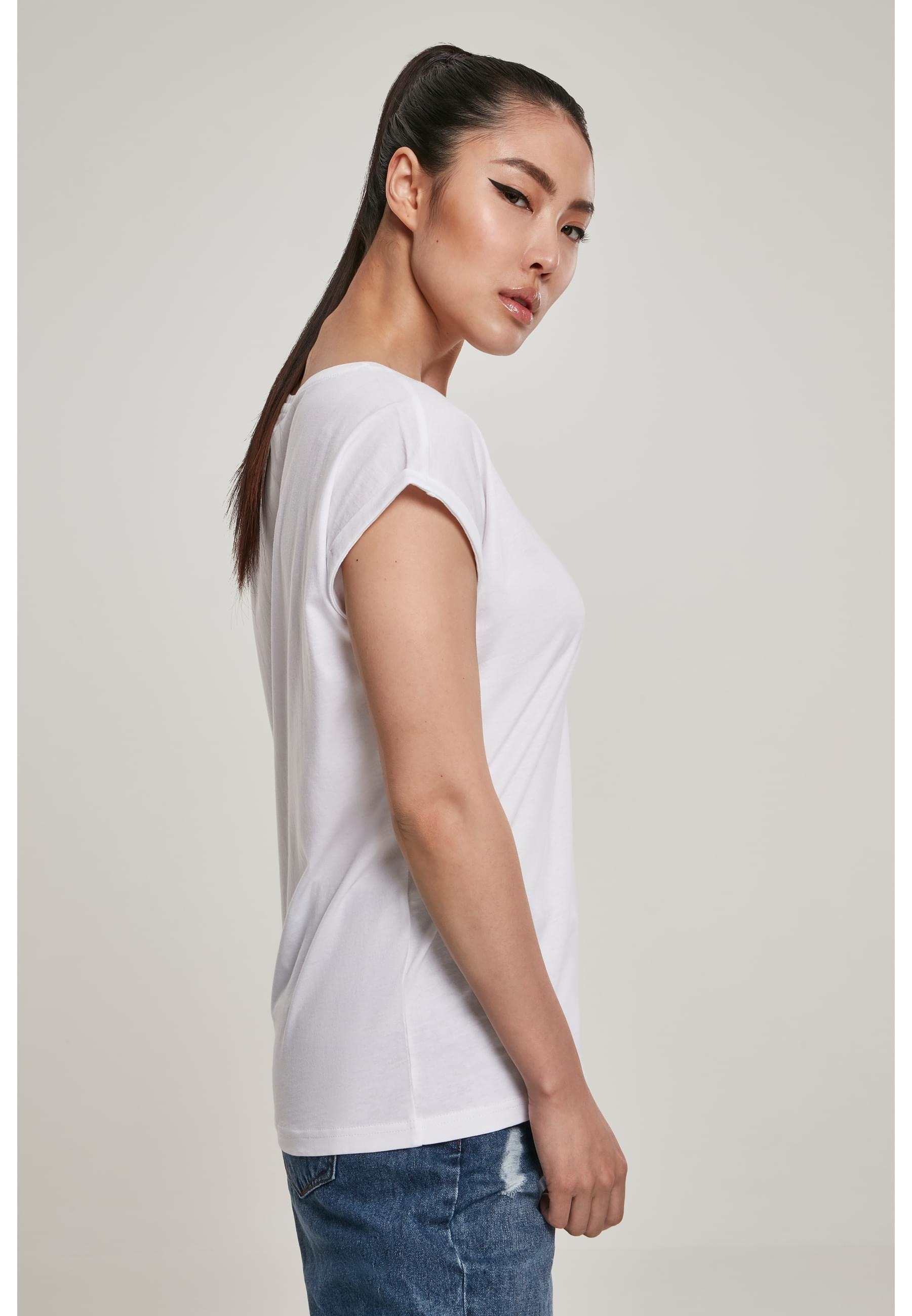 URBAN CLASSICS Kurzarmshirt »Urban Classics Damen Ladies Organic Extended Shoulder Tee«, (1 tlg.)