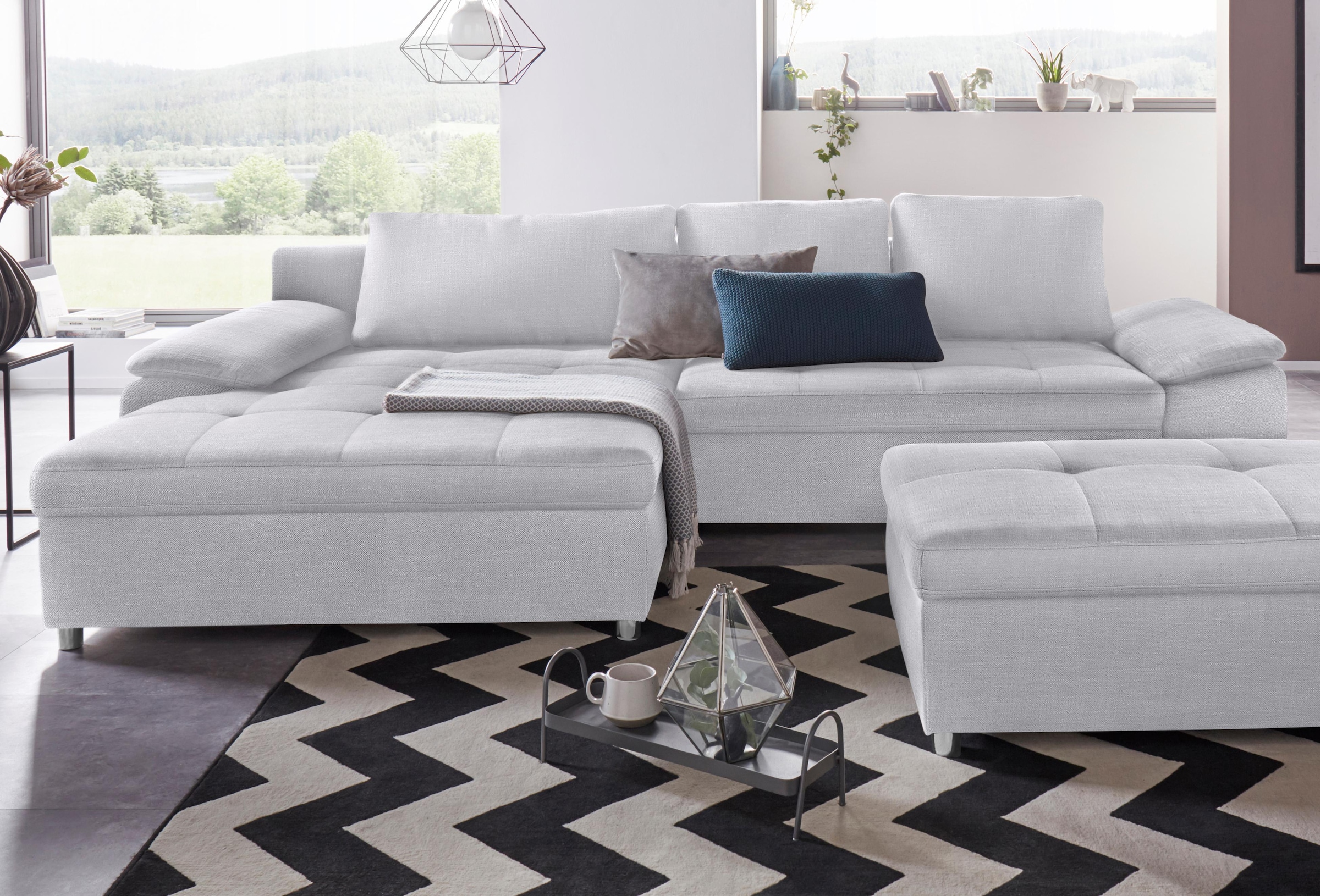 sit&more Ecksofa Labene, wahlweise mit Bettfunktion und Bettkasten, inkl. Rückenkissen