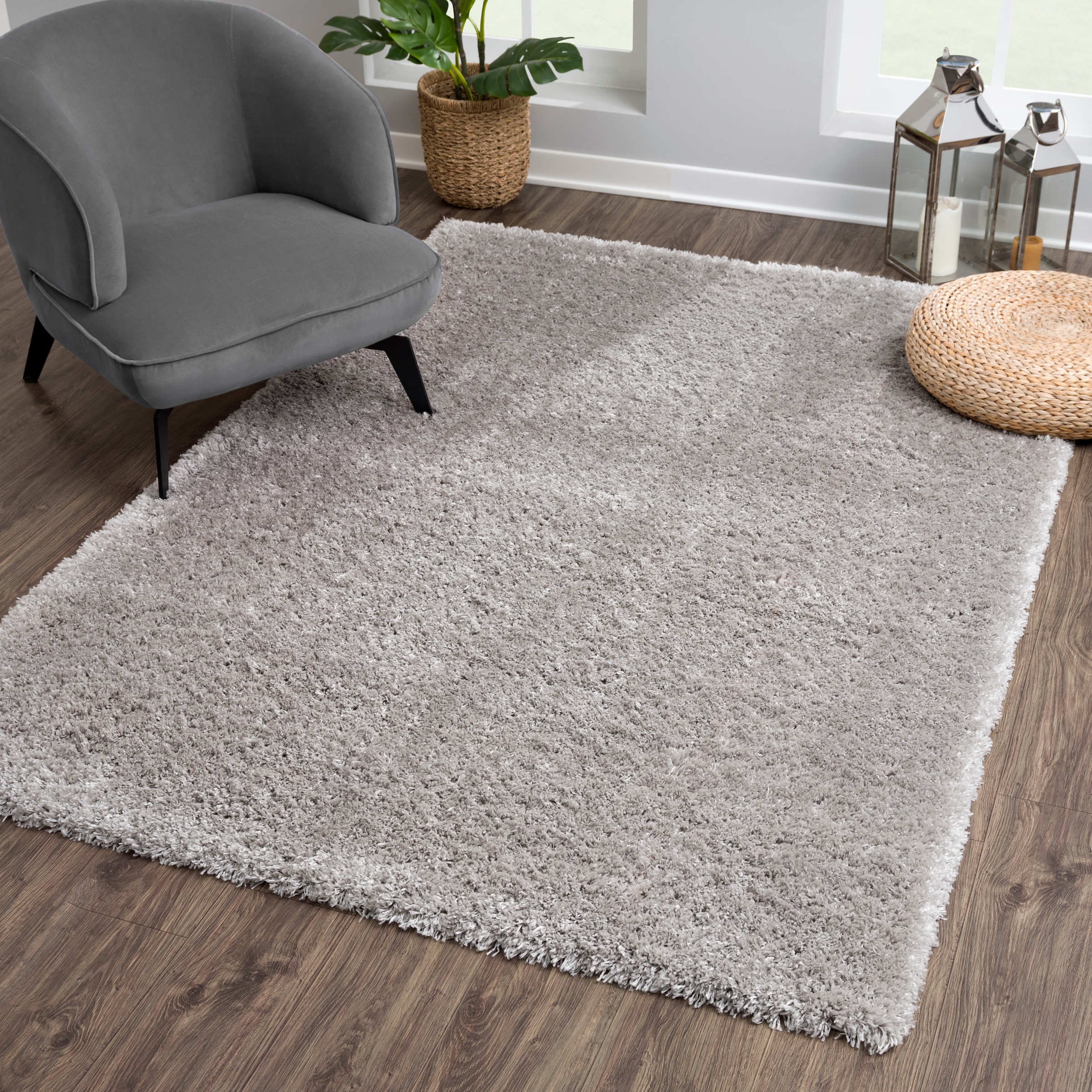 Sanat Hochflor-Teppich "Porto, auch als Läufer und in Rund erhältlich" rechteckig 45 mm Höhe Wohnzimmer, Langflor, Shaggy,weich