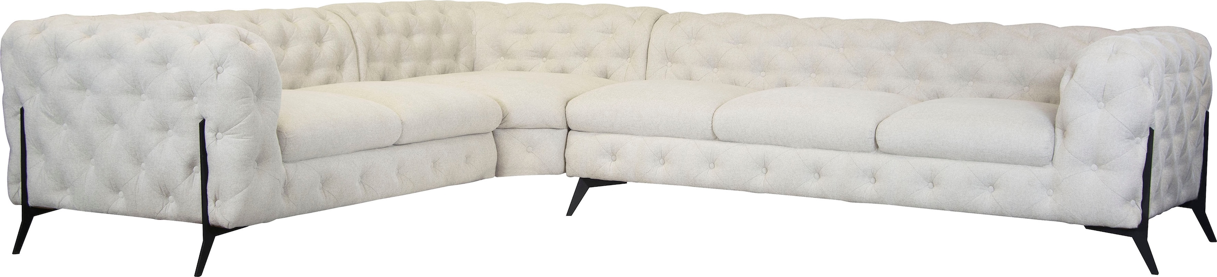 Leonique Chesterfield-Sofa "Amaury L-Form", großes Ecksofa, Chesterfield-Optik, Breite 323 cm, Fußfarbe wählbar