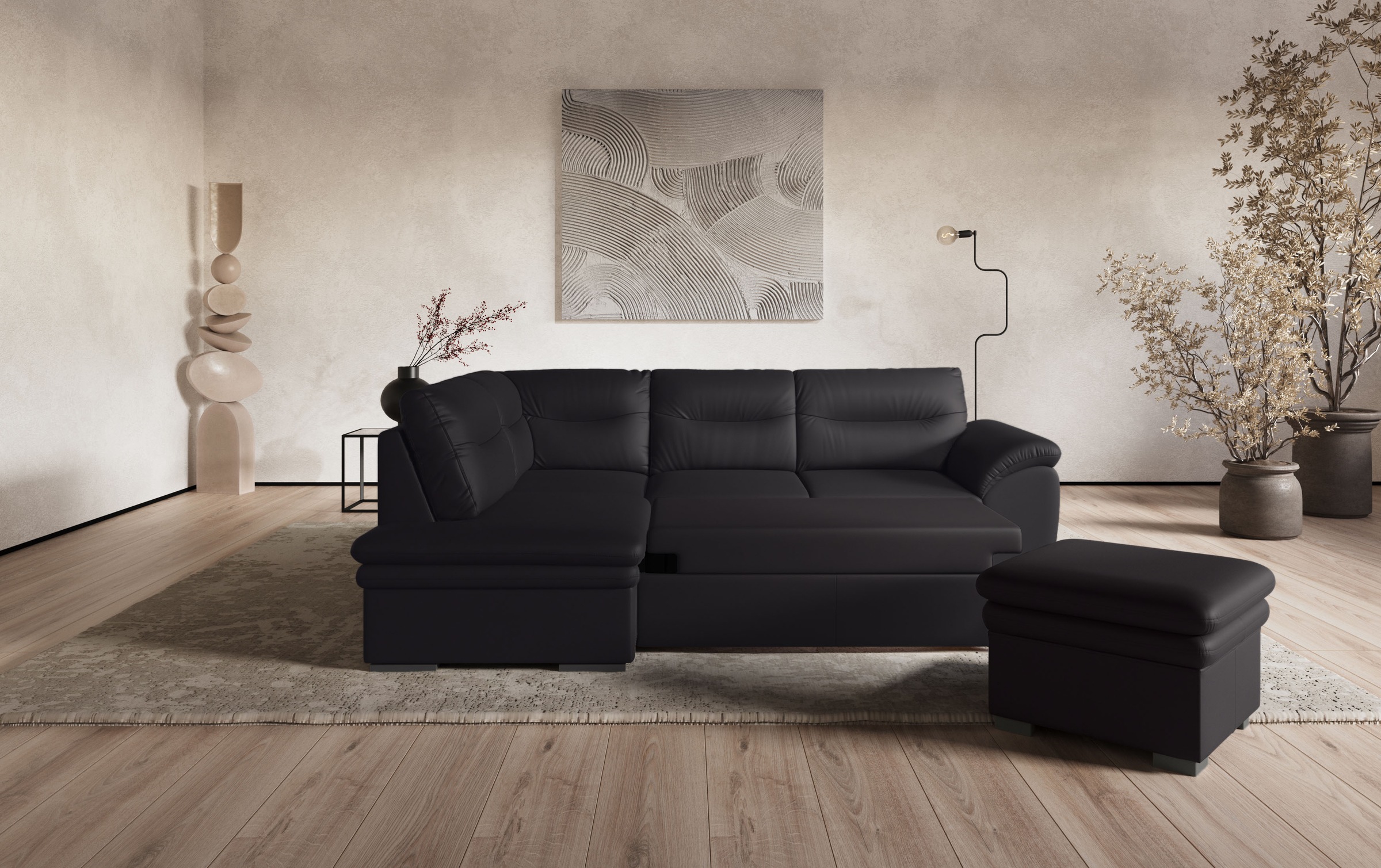 COTTA Ecksofa "Leandra L-Form", wahlweise mit Bettfunktion & Bettkasten günstig online kaufen