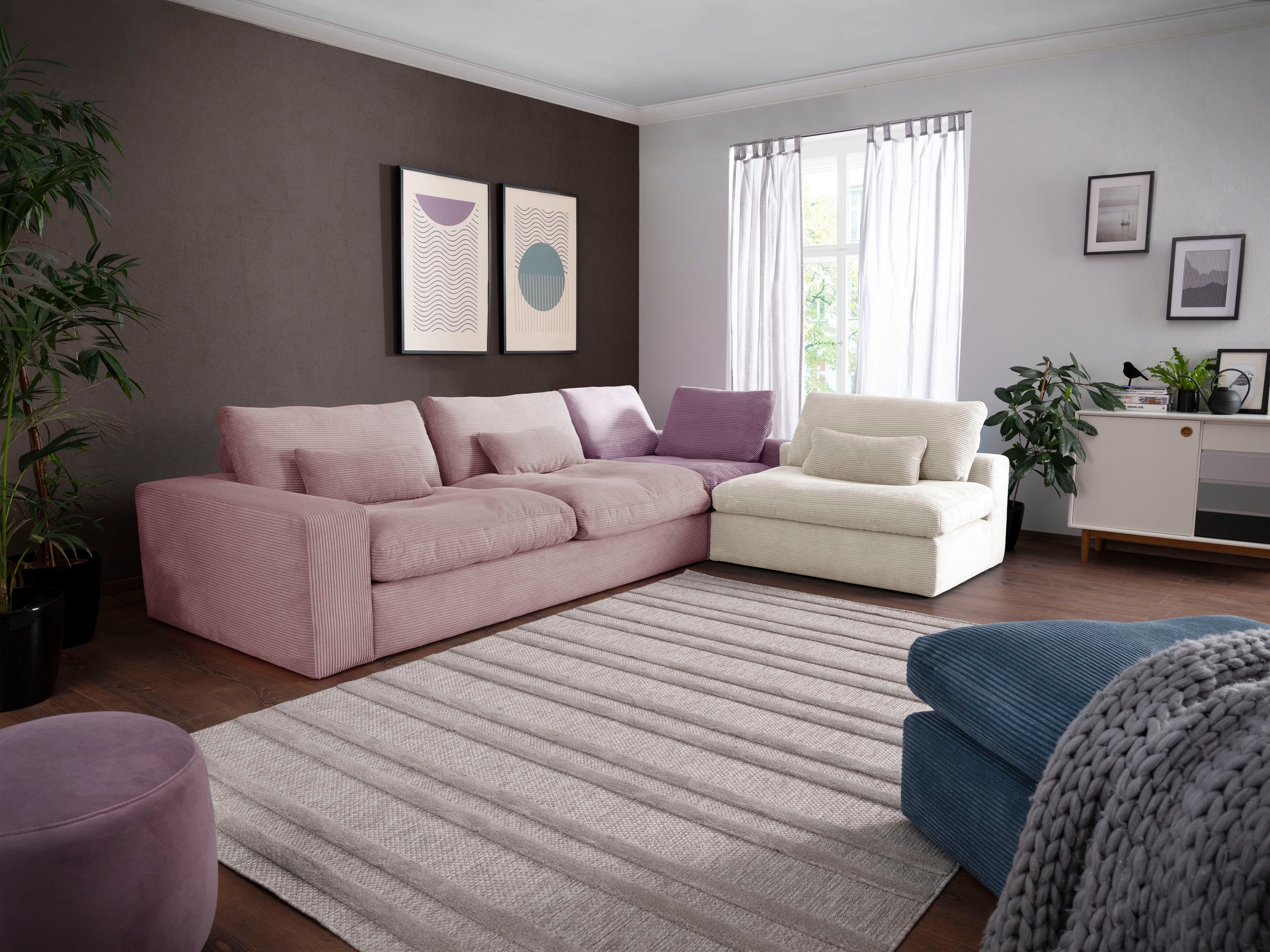 alina Ecksofa »Sandy«, mit losen Sitz und Rückenkissen, in modernem Cordstoff