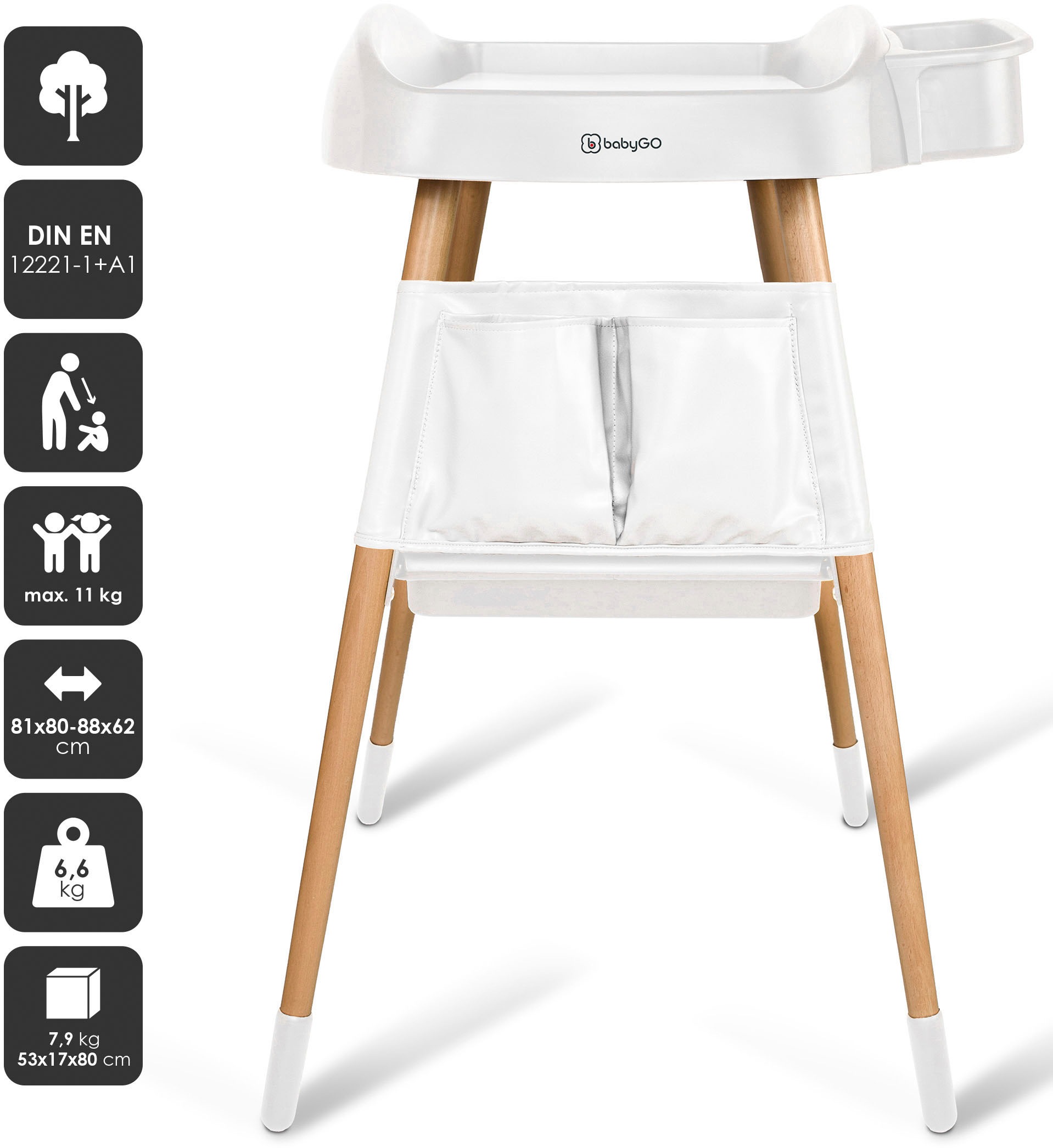 BabyGo Wickeltisch "ChangeMe, weiß" Made in Europe 62 cm günstig online kaufen