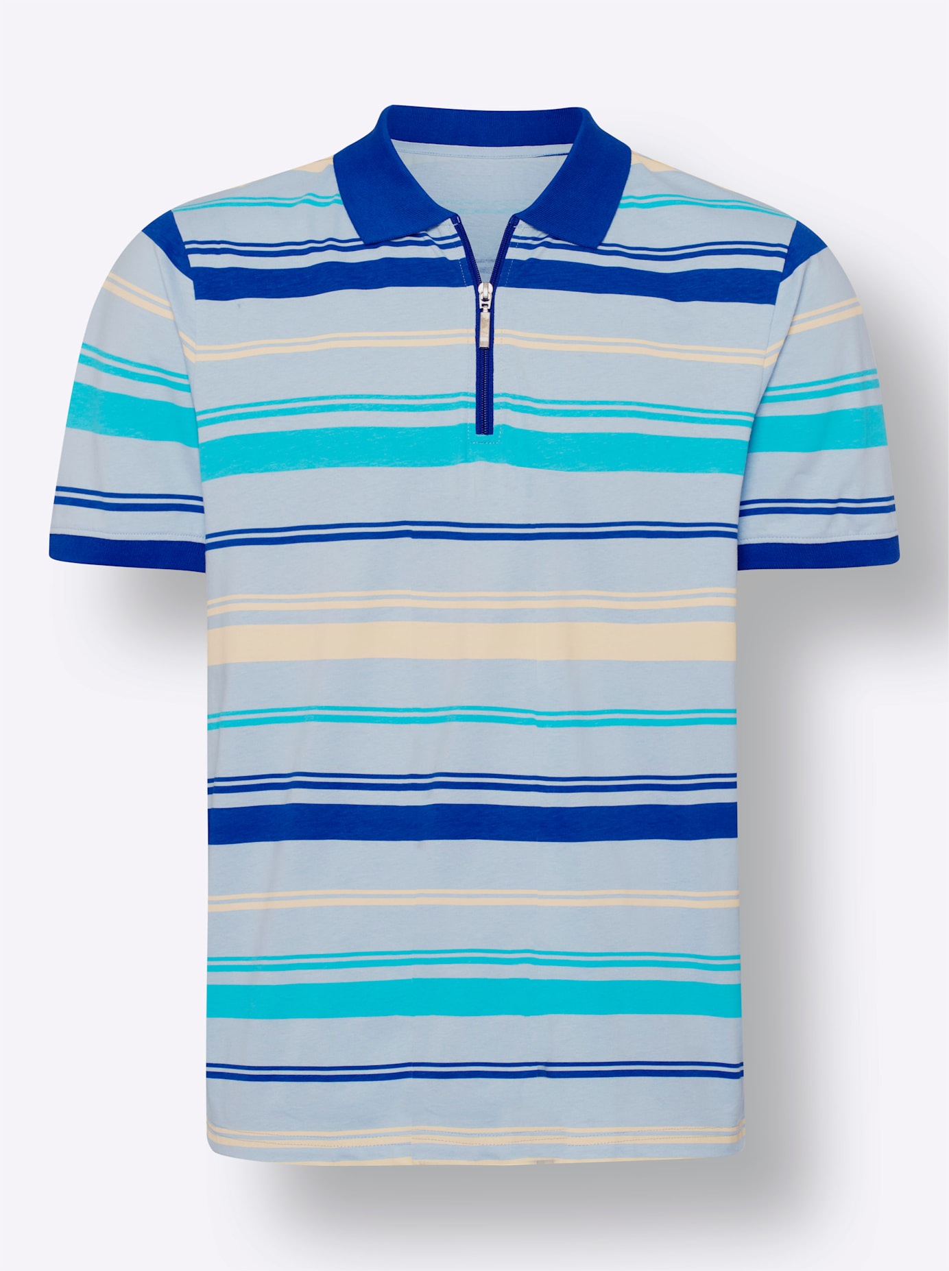 Poloshirt CLASSIC "Poloshirt", Herren, Gr. 60/62, blau (eisblau, royalblau, geringelt), 100% Baumwolle, gemustert, gestreift, mehrfarbig, Shirts 2