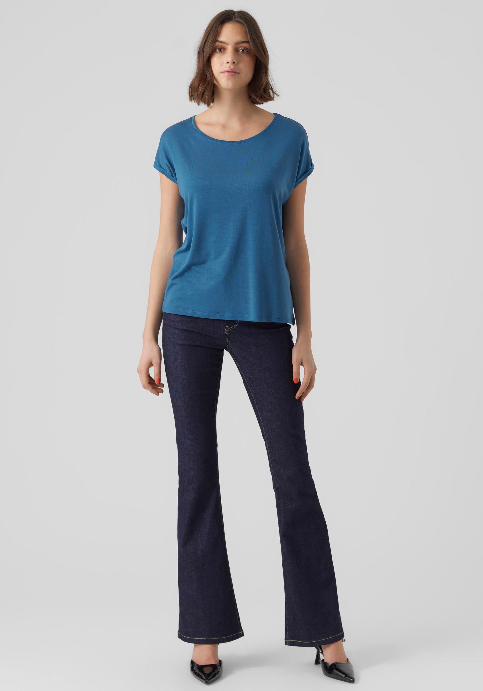Vero Moda Rundhalsshirt »VMAVA PLAIN SS TOP GAJRS NOOS«