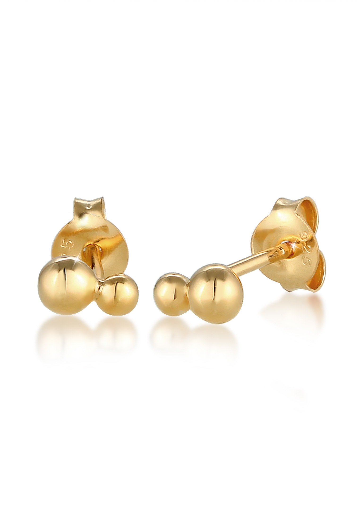 Paar Ohrstecker ELLI "Stecker Geo Kugel Basic Must-Have 925 Silber", gold, Ohrringe, Damen, onesize, ohne Stein, Silber 925 (Sterlingsilber)