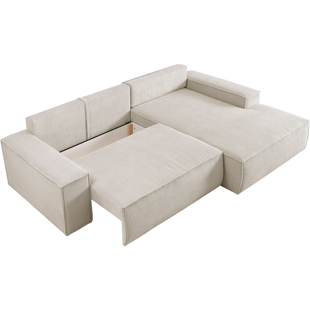 Ecksofa SHERWOOD Schlafsofa, mit Bettkasten, Cord-Bezug