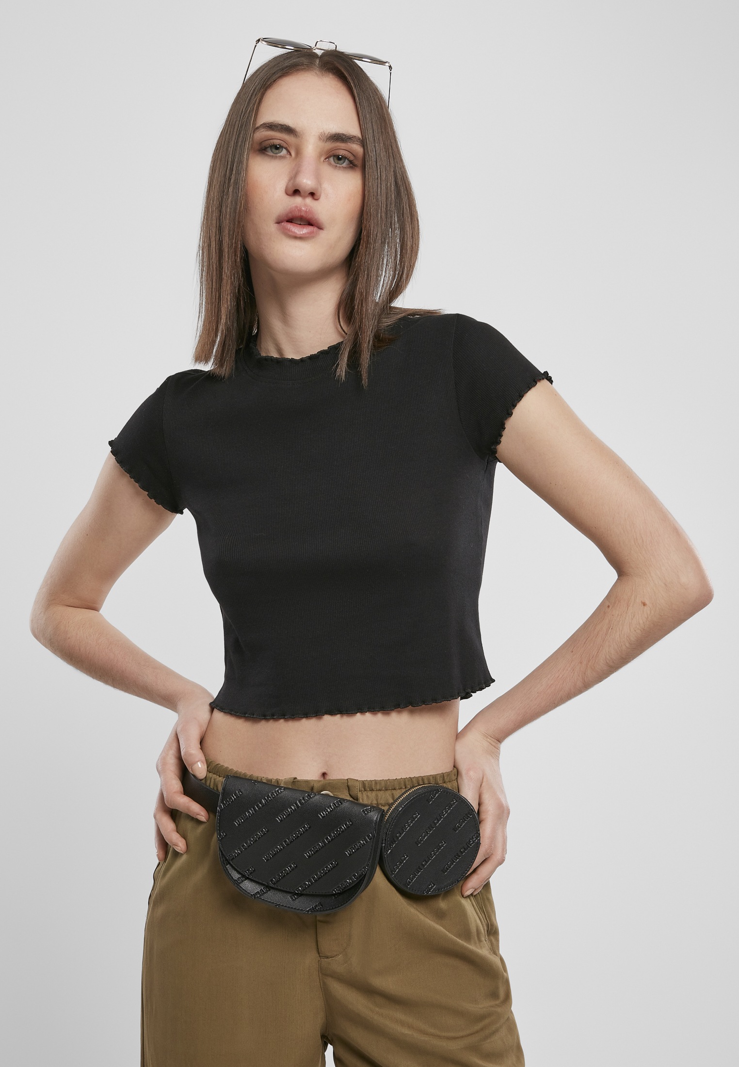 URBAN CLASSICS Kurzarmshirt »Damen Ladies Cropped Rib Tee« (1 tlg.)