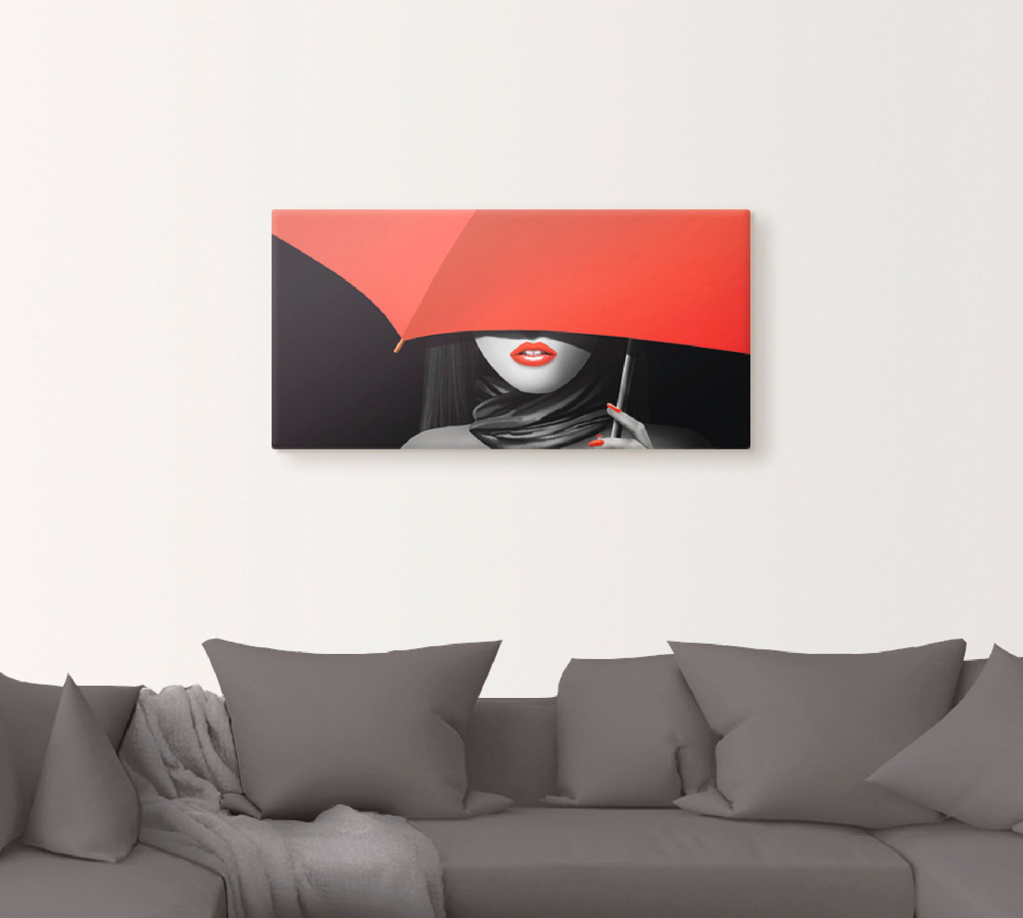 Artland Wandbild »Rote Lippen unter dem Regenschirm«, Frau, (1 St.), als Alubild, Outdoorbild, Poster, Wandaufkleber in verschied. Größen