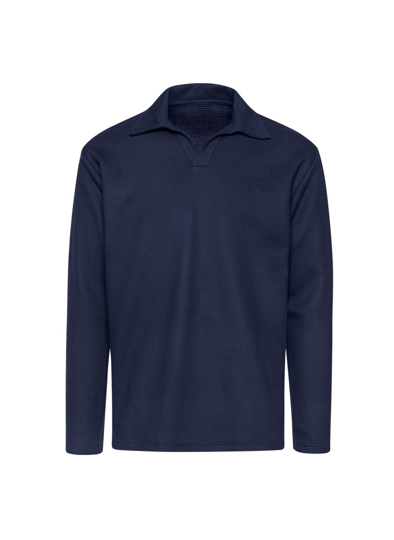 Trigema Poloshirt »TRIGEMA Langarm Poloshirt ohne Knopfleiste in Waffeloptik«, (1 tlg.)