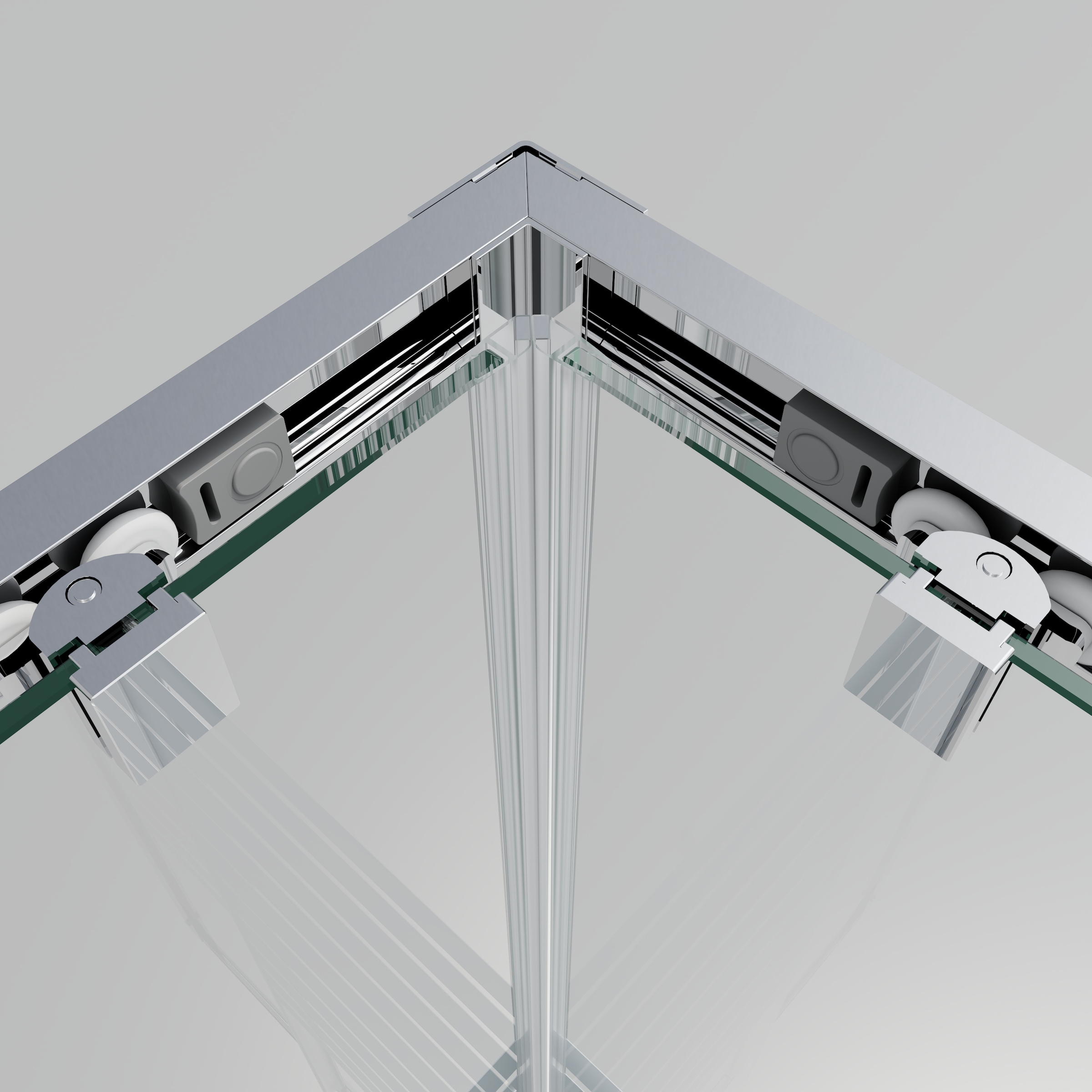 welltime Eckdusche »New Trento mit Streifendekor« Extrahohe 195cm, 6mm ESG, verbessertes Rollensystem, Streifendekor