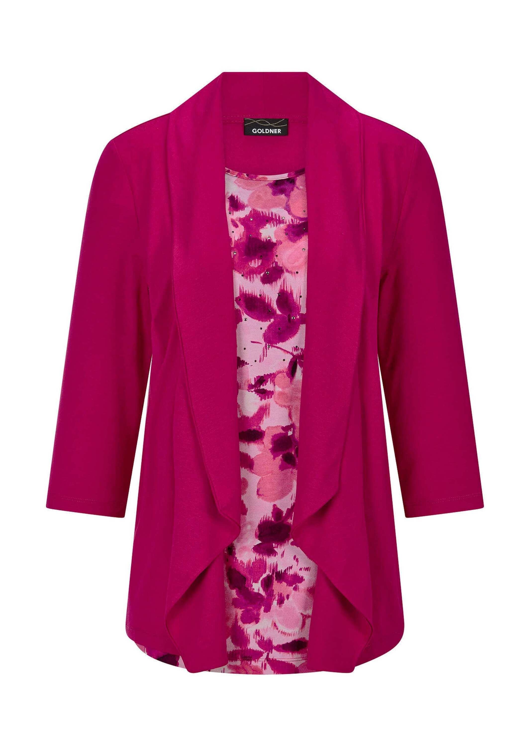 GOLDNER Langarmshirt "Viskoseshirt in Twinset-Optik" Ton in Ton Hotfixe am günstig online kaufen