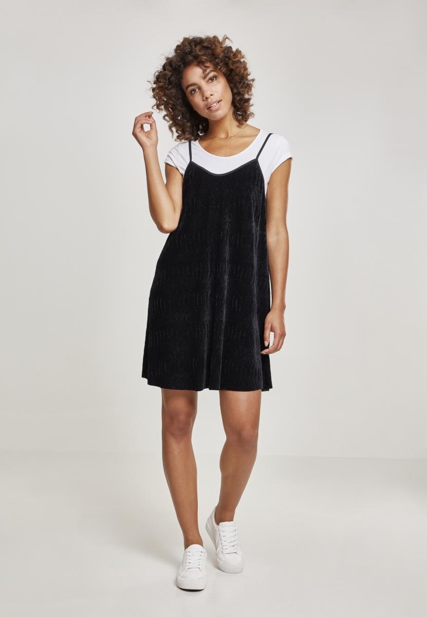 Shirtkleid »Urban Classics Damen Ladies Velvet Slip Dress«, (1 tlg.)