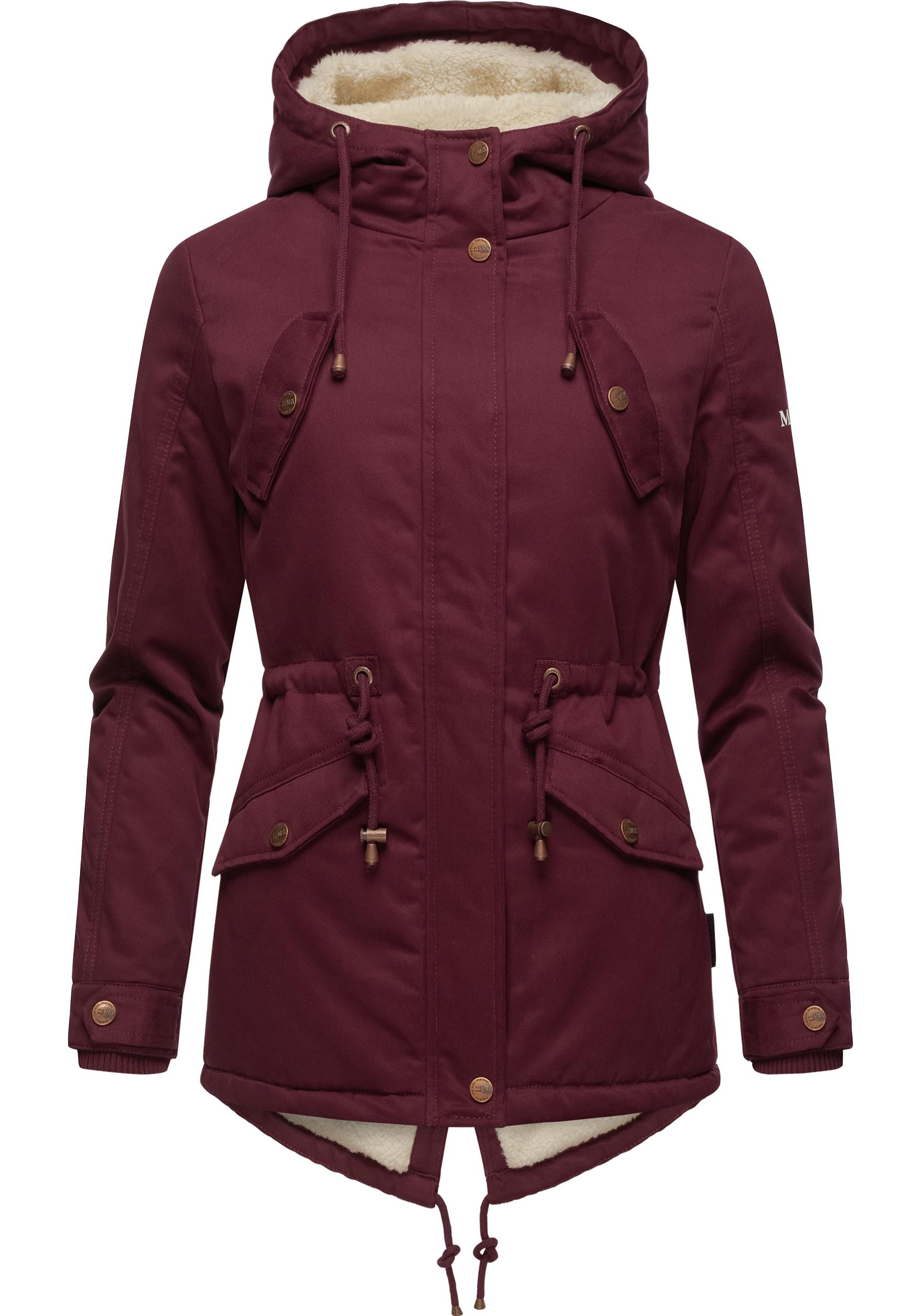 Marikoo Winterjacke »Manolya«, mit Kapuze, stylischer Kurzmantel mit weichem Teddyfell-Futter
