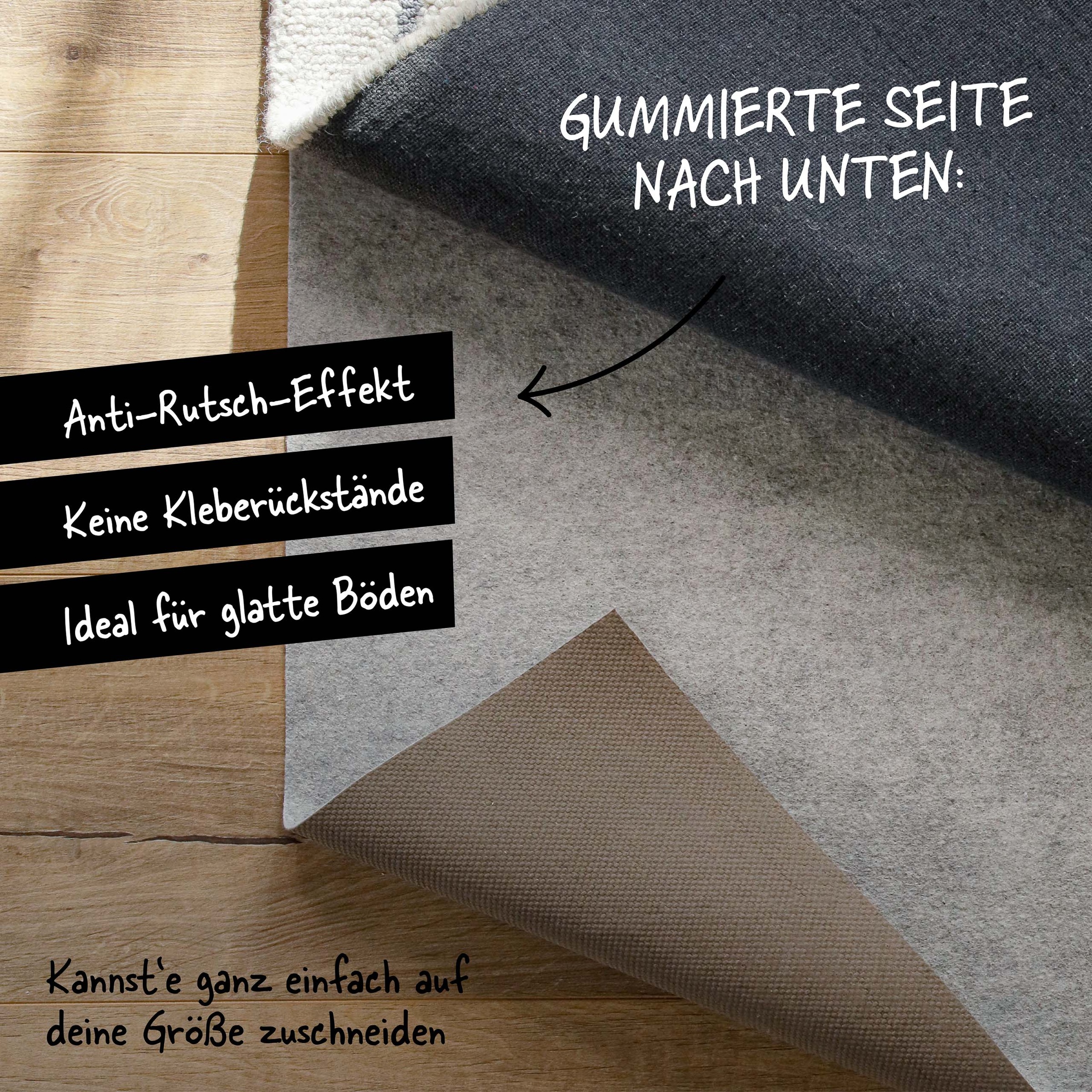 Antirutsch Teppichunterlage WECON HOME "RugPad Premium", creme, B:60cm H:6mm L:110cm, Polyester, Teppichunterlagen, Teppichunterlage, Anti-Rutsch-Matte, Komfort, Schutz 2
