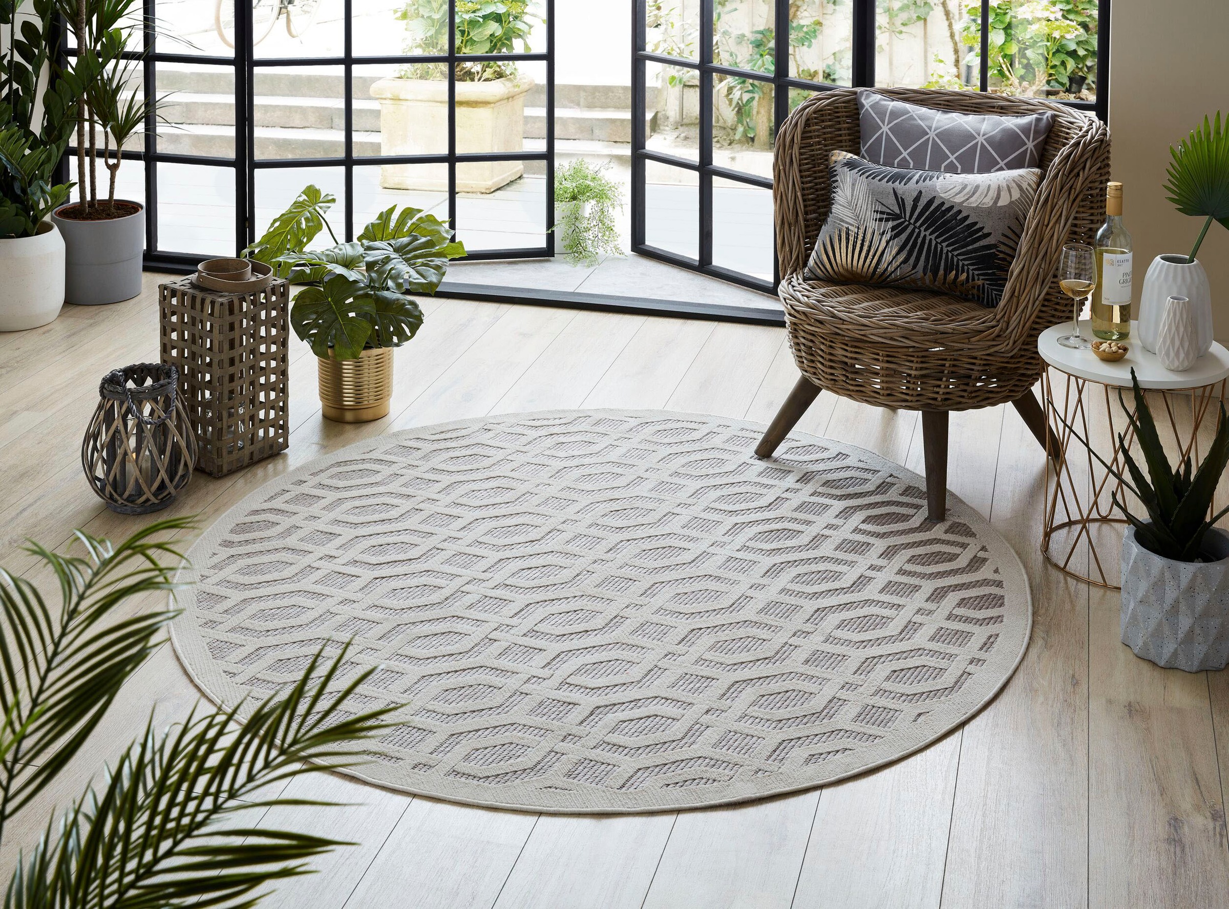 FLAIR RUGS Teppich "Mataro" rund 7 mm Höhe In- und Outdoor geeignet, elegan günstig online kaufen