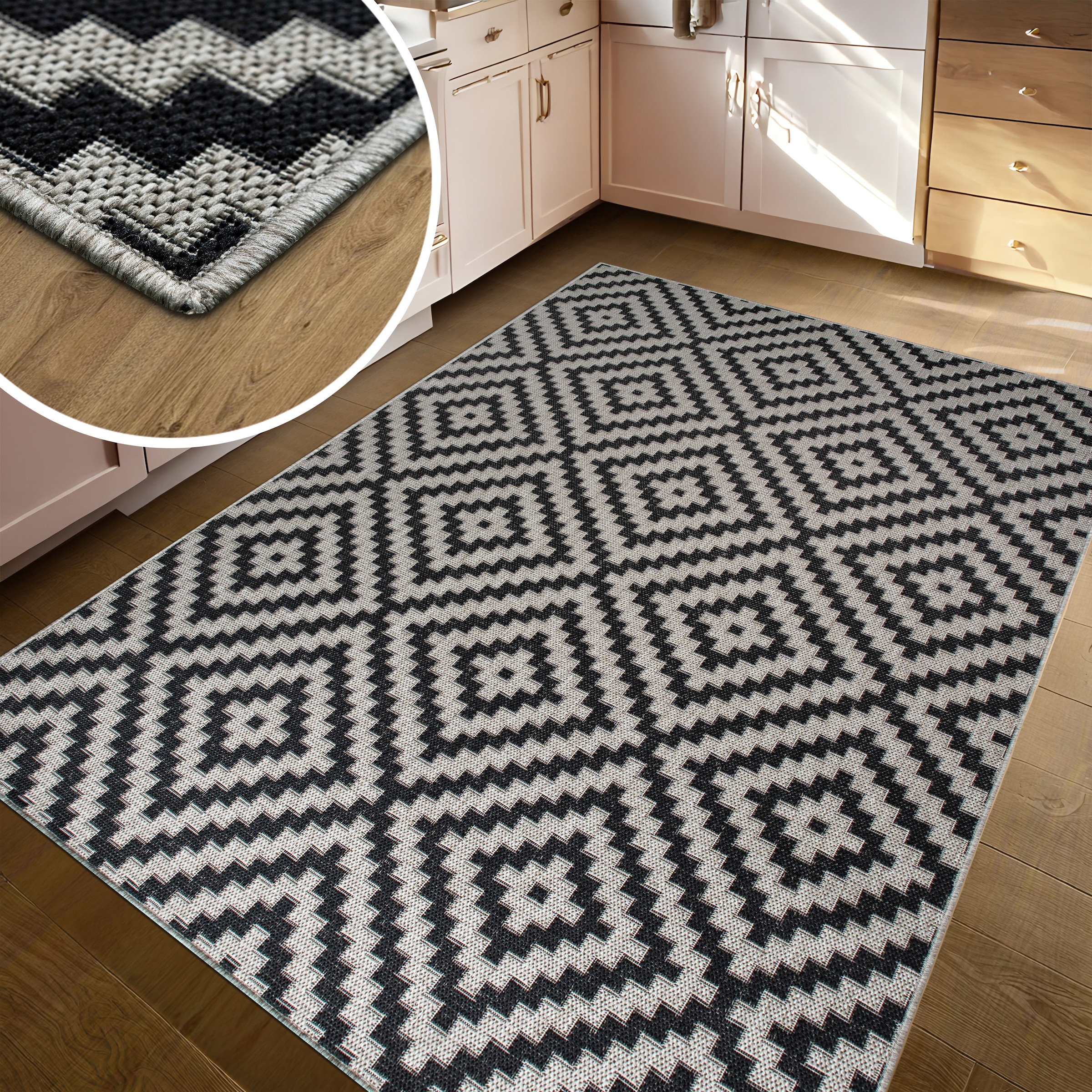 my home Teppich »Cordoba auch als Läufer erhältlich«, rechteckig, 3 mm Höhe, In- und Outdoor geeignet, Sisal-Optik, Wetterfest & UV-beständig, Boho
