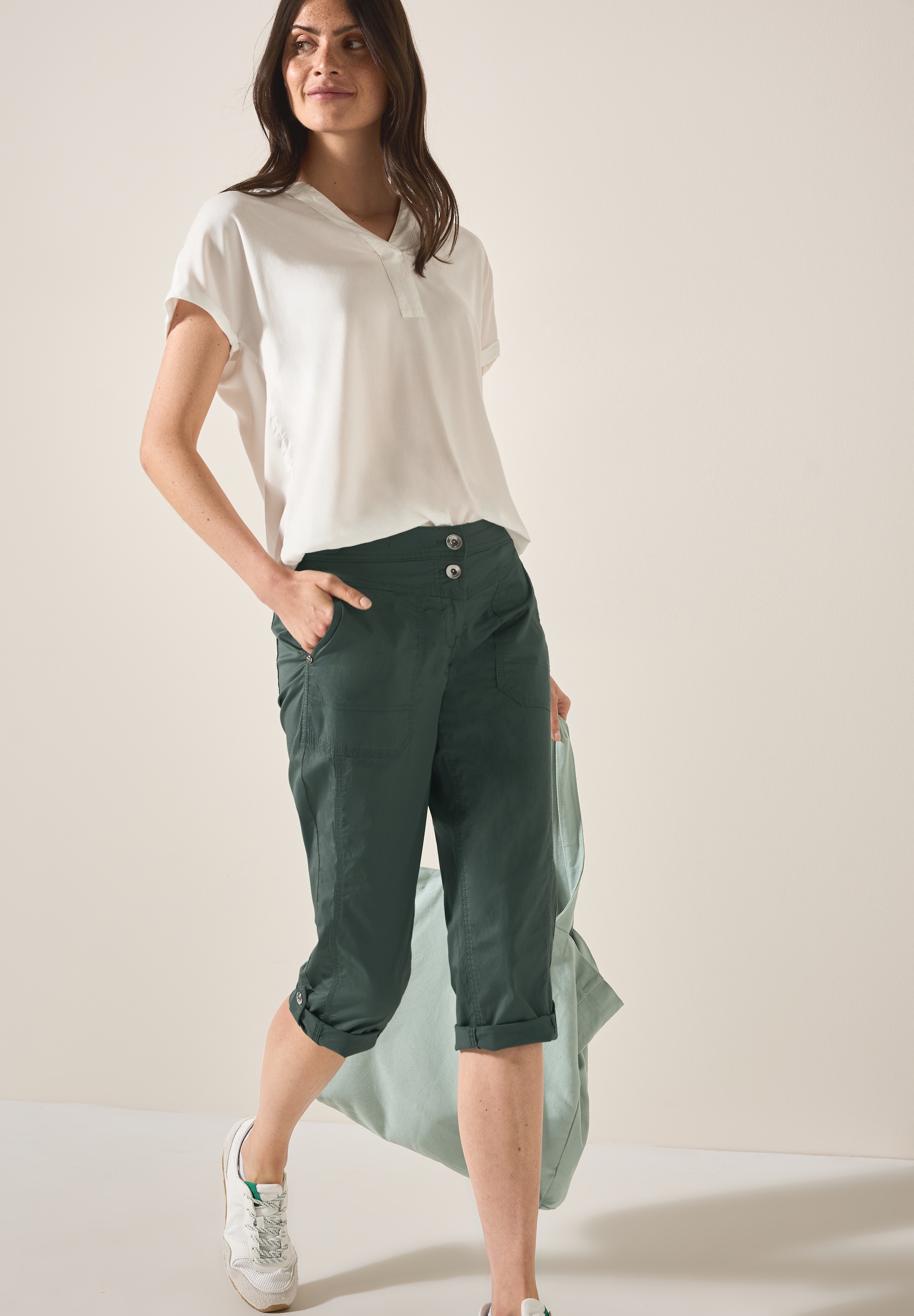 Thumbnail - Cecil Caprihose "Style New York" Sommerhose mit Knopfdetails am Bund