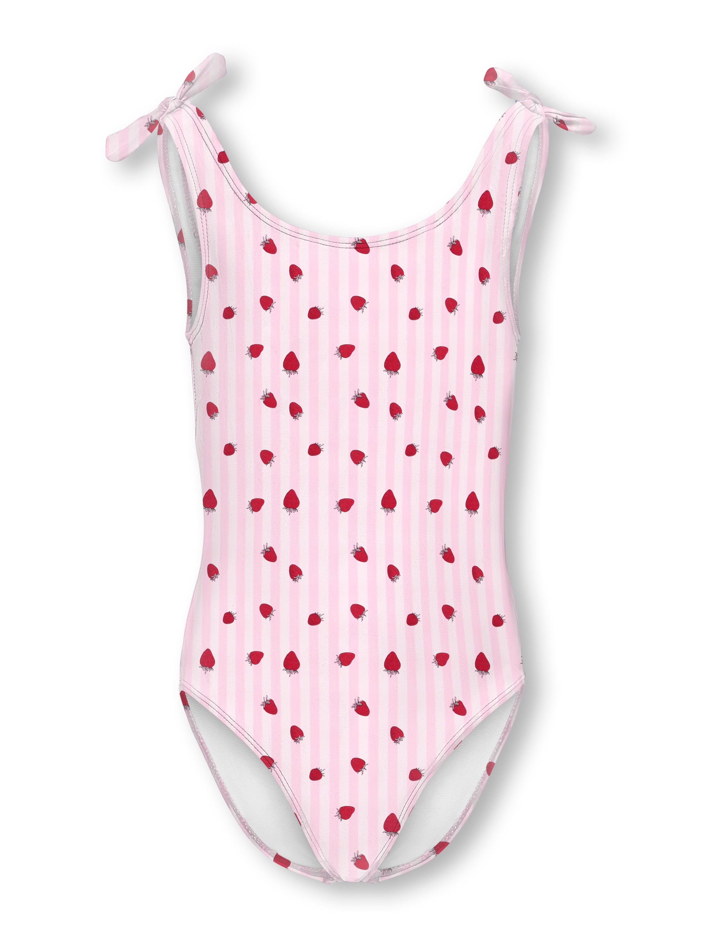 KIDS ONLY Mädchen Badeanzug "KOGBEACH KNOT SWIMSUIT ACC"romance rose aop:strawberry stripe, Gr. 134, gestreift, Polyamid, Badeanzüge, mit tollen