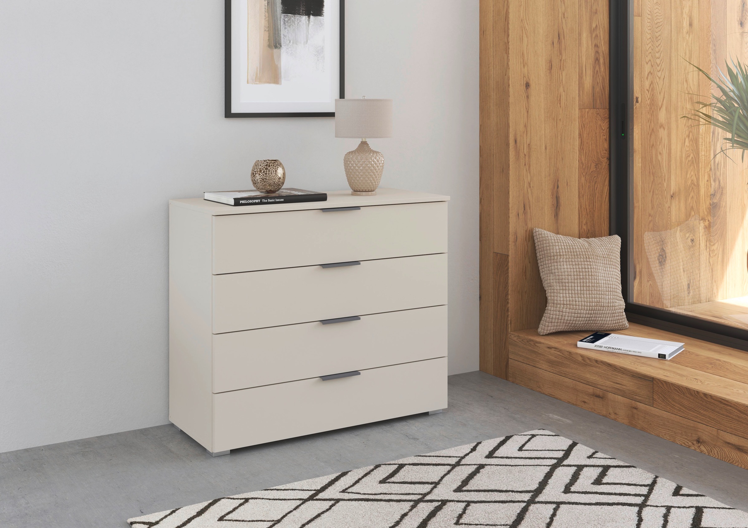 rauch Schubkastenkommode »Sideboard Schubladenkommode AGORDO mit Dekor- oder Hochglanzfront«, (in zwei Griff-Farben), Breite 93 cm mit 4 großen Schubladen für viel Stauraum MADE IN GERMANY