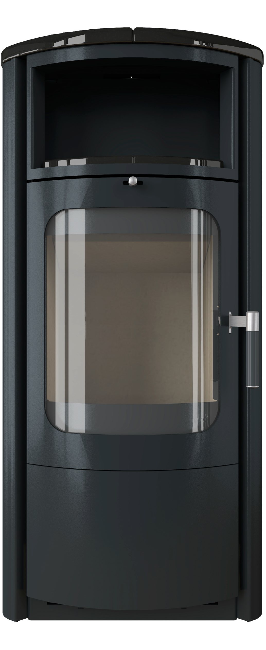 HARK Kaminofen ""Opera", Exklusiv, Lieferung bis ins Wohnzimmer" Metallseiten, Top & Teefach Kacheln meteor-schwarz, Dauerbrand geprüft