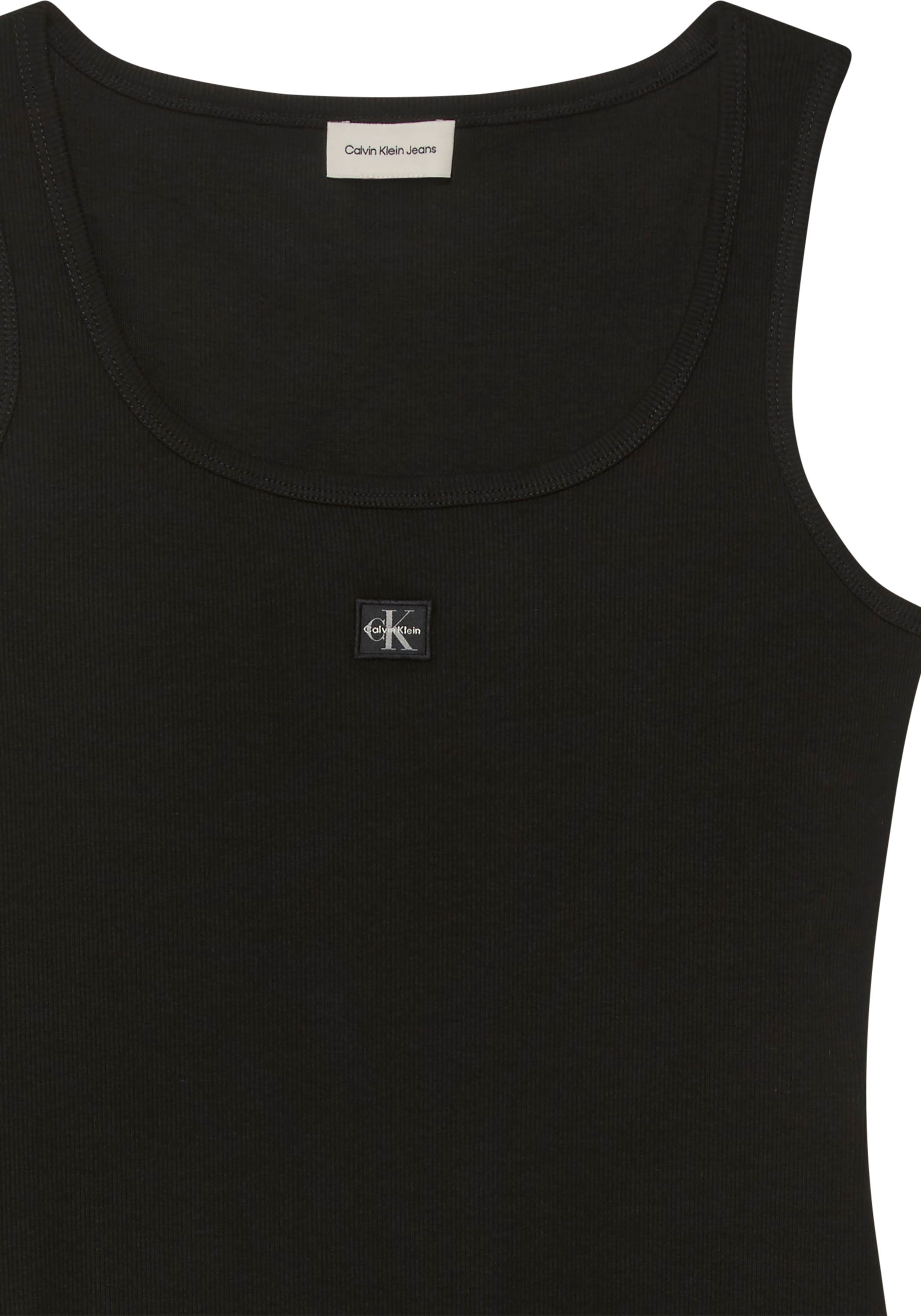 Calvin Klein Jeans Minikleid »BABY RIB WOVEN LABEL« Ohne Tasche Figurbetonte Passform mit Rundhalsausschnitt