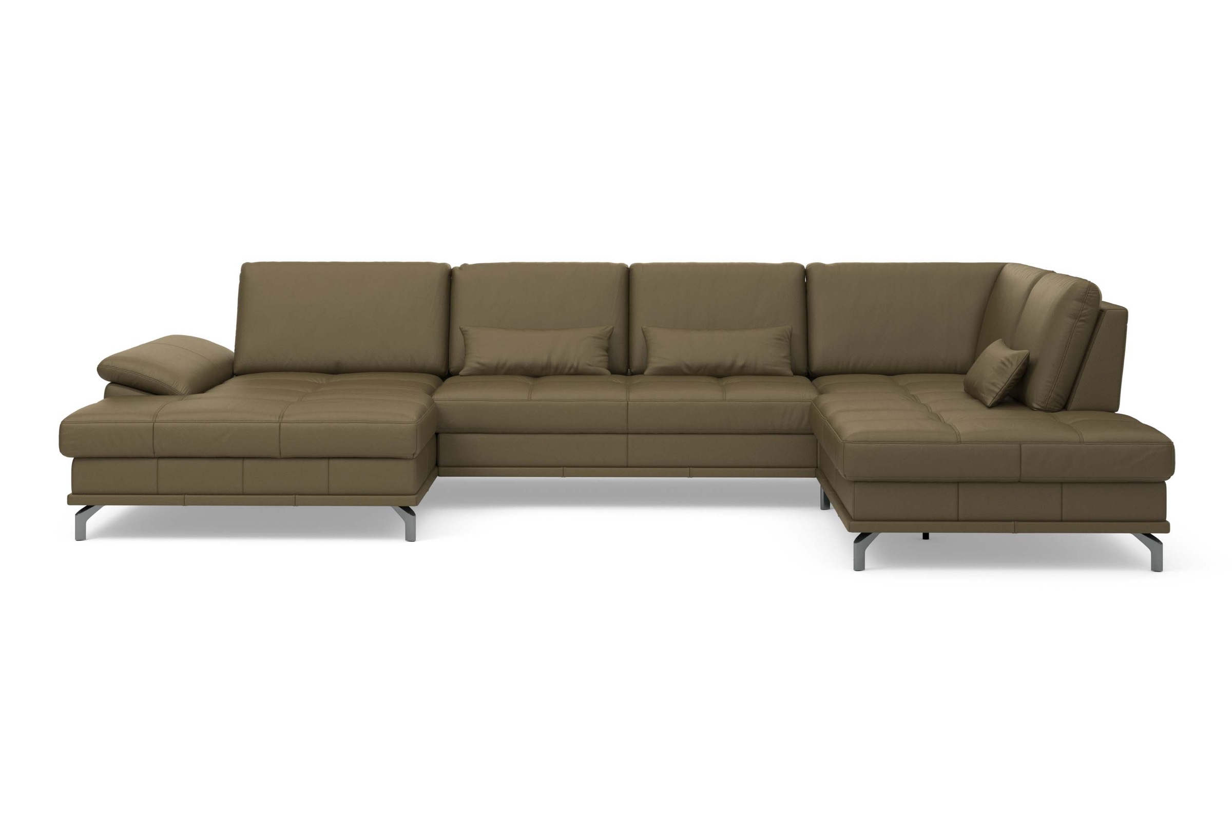 Places of Style Wohnlandschaft »Costello U-Form, mit Sitztiefenverstellung, Armteilverstellung und«, 3 Nierenkissen, optional Bettfunktion und Bettkasten
