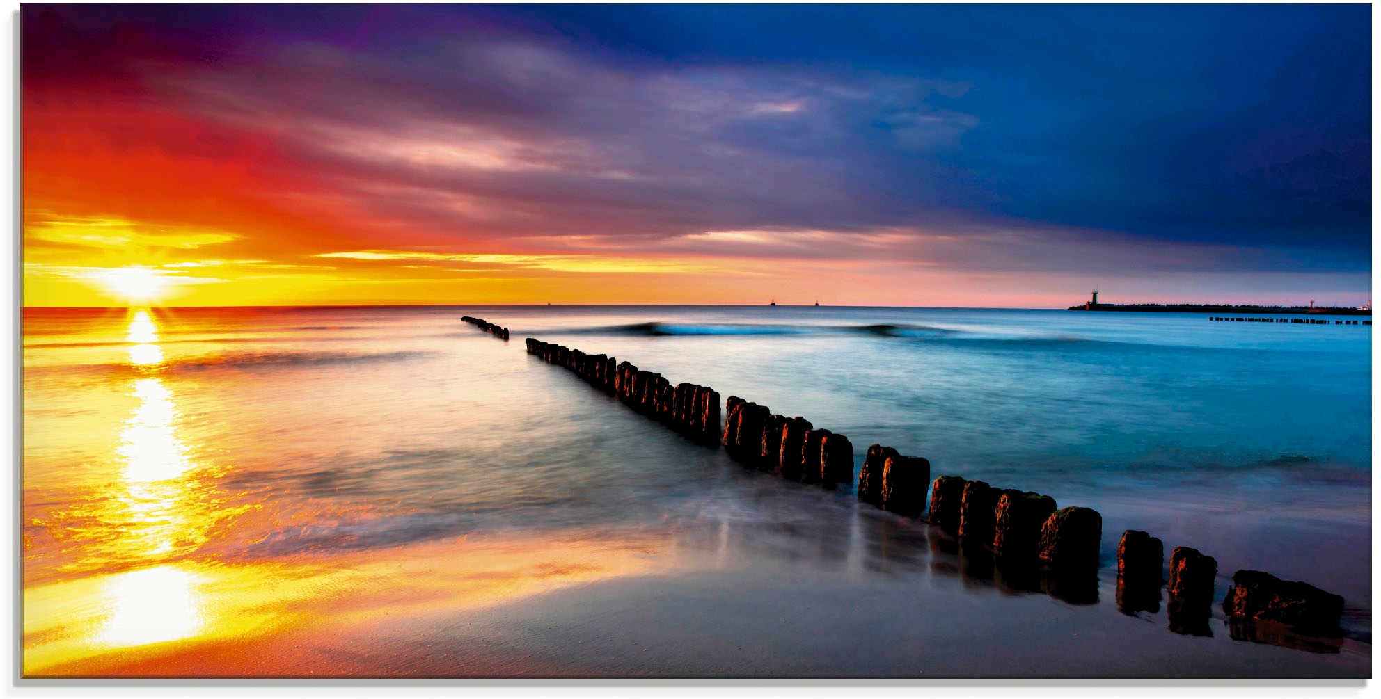 Artland Glasbild "Ostsee mit schönem Sonnenaufgang", Strand, (1 St.), in verschiedenen Größen