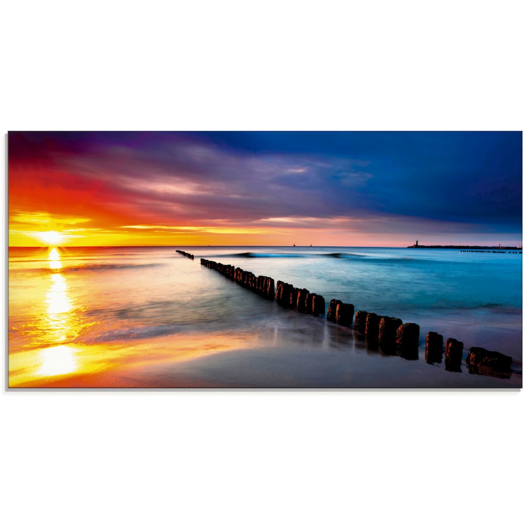 Artland Glasbild »Ostsee mit schönem Sonnenaufgang«, Strand, (1 St.)