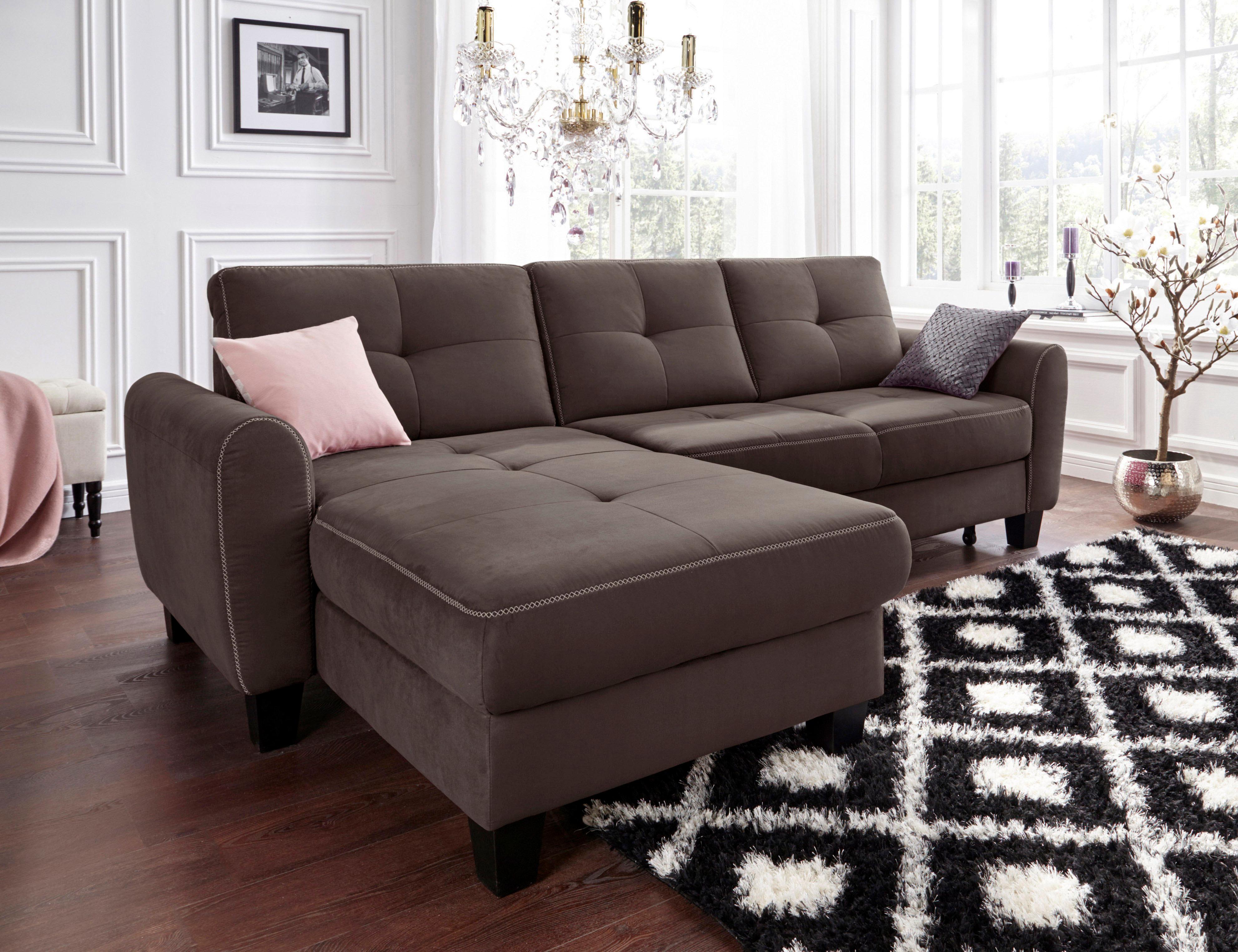 sit&more Ecksofa "Varese L-Form" mit Federkern, wahlweise mit Schlaffunktion und Stauraum