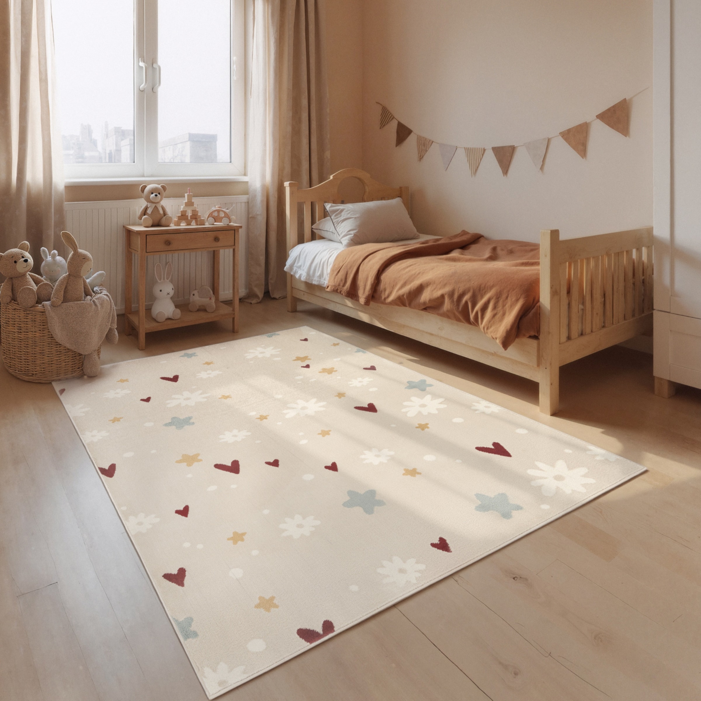 Kinderteppich HANSE HOME "Amori", beige multifarben, B:200cm H:10mm L:290cm, Polypropylen, Teppiche, Kinderteppich, Pflegeleicht, Weich, Kinderzimmer, Spielteppich, Spielunterlage