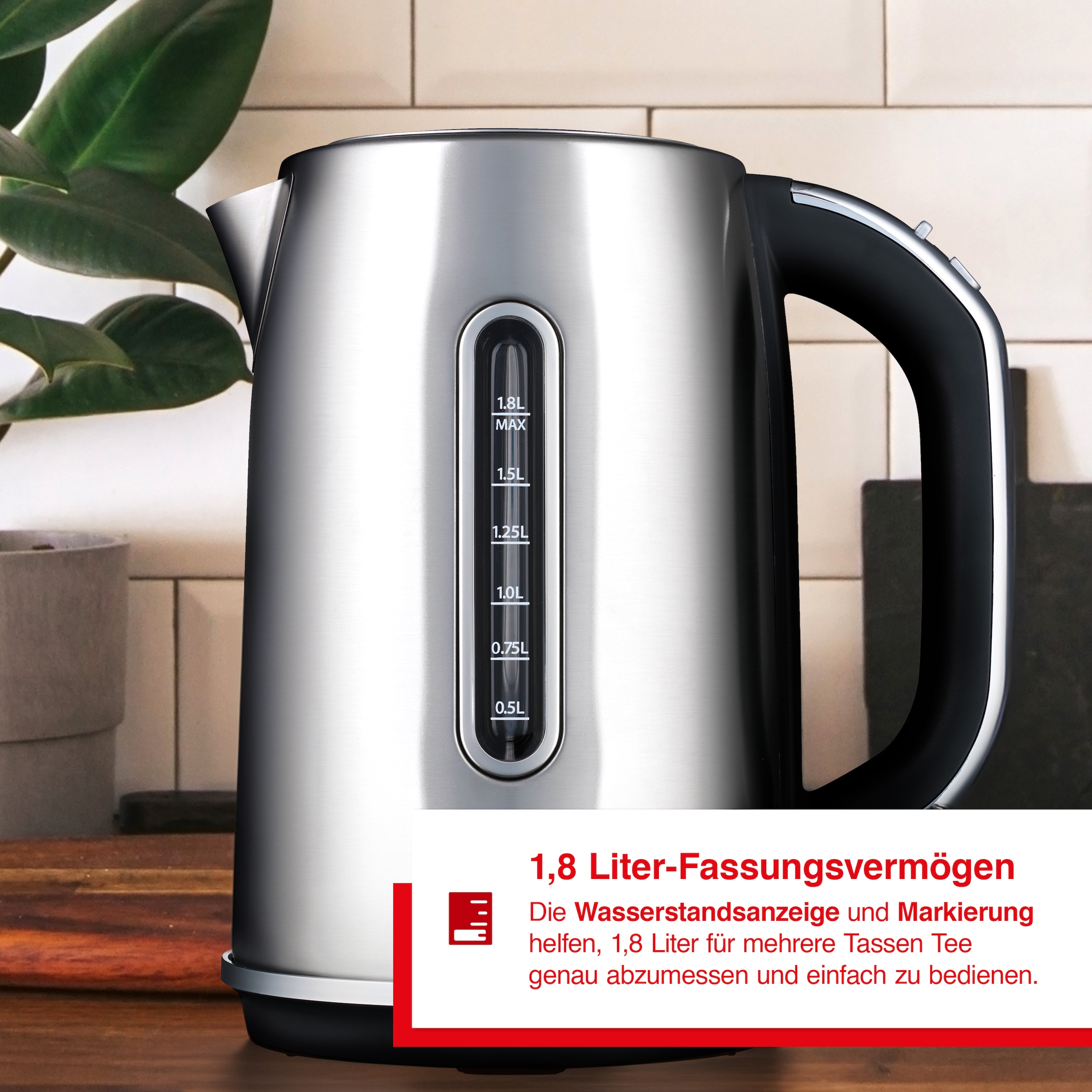 SOLIS OF SWITZERLAND Wasserkocher »Flexi Temp Kettle(Typ 5519)«, 1,8 l, 2200 W, Digitaler Wasserkocher, Edelstahl