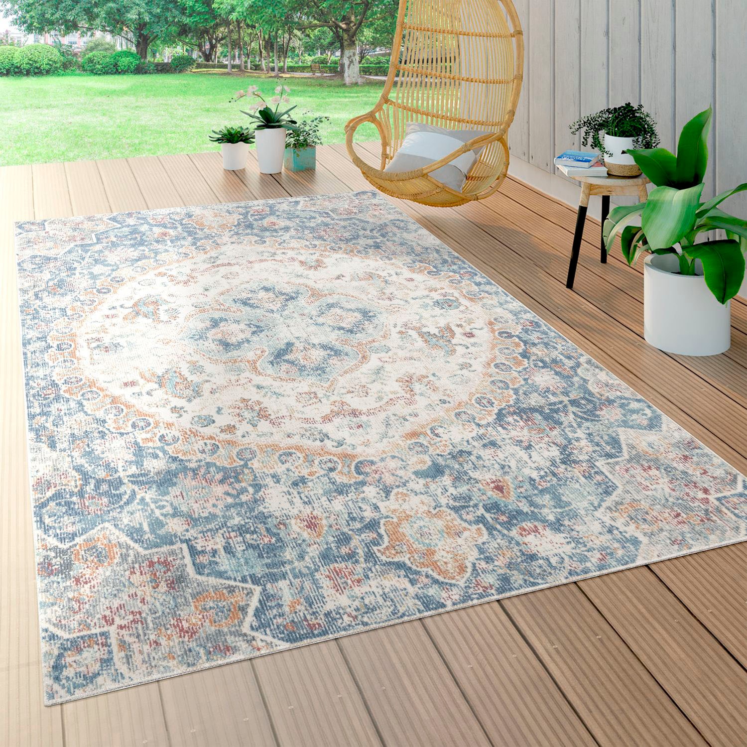 Paco Home Teppich »Torres 271«, rechteckig, 8 mm Höhe, Kurzflor, Orient-Optik, Vintage Design, In- und Outdoor geeignet