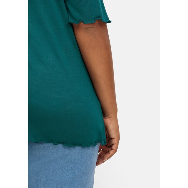 Sheego T-Shirt »Große Größen«, mit Stehkragen und Wellensaumkanten  bestellen | BAUR
