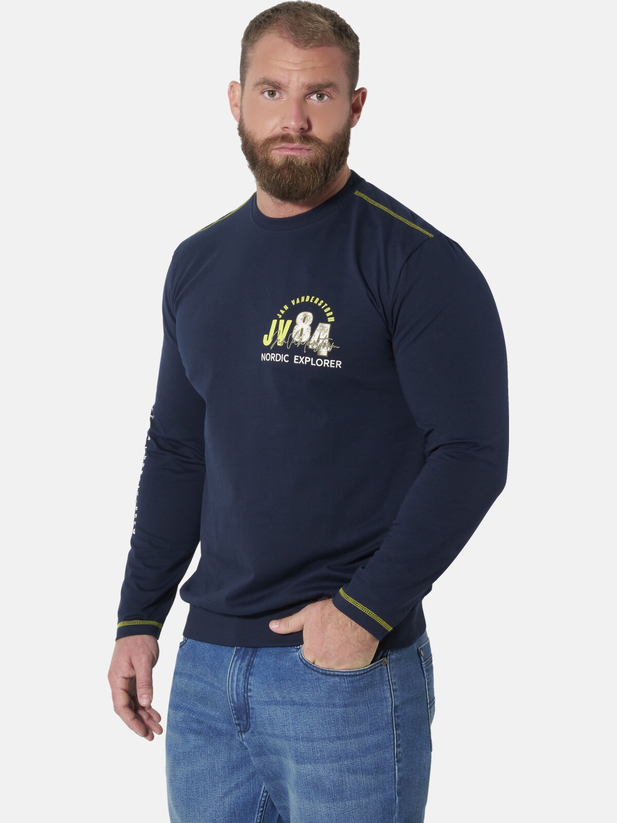 Jan Vanderstorm Langarm-Poloshirt "Langarmshirt MARKKU"