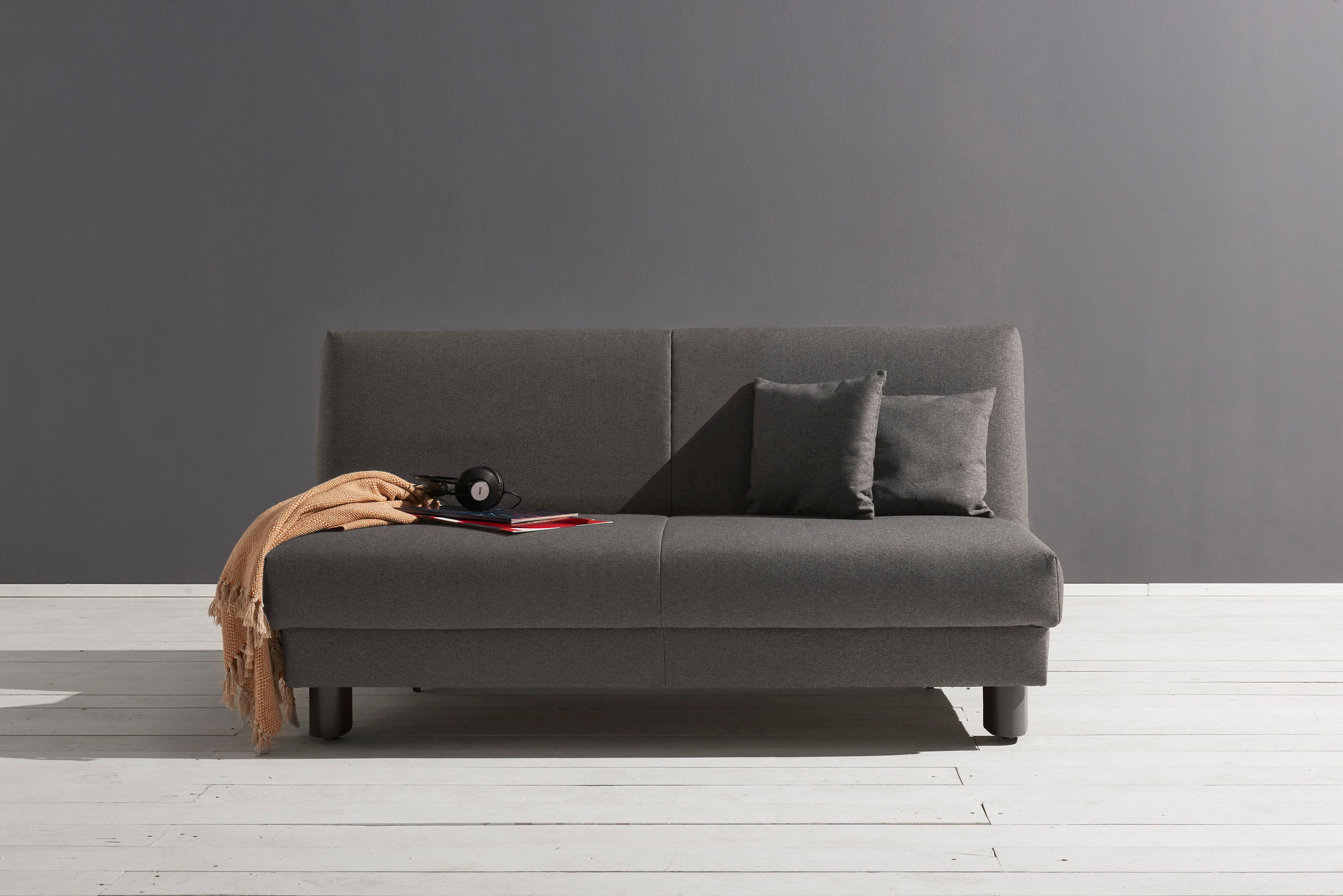 ell + ell Schlafsofa "Enny", Breite 180 cm, Liegehöhe 45 cm, Füße schwarz