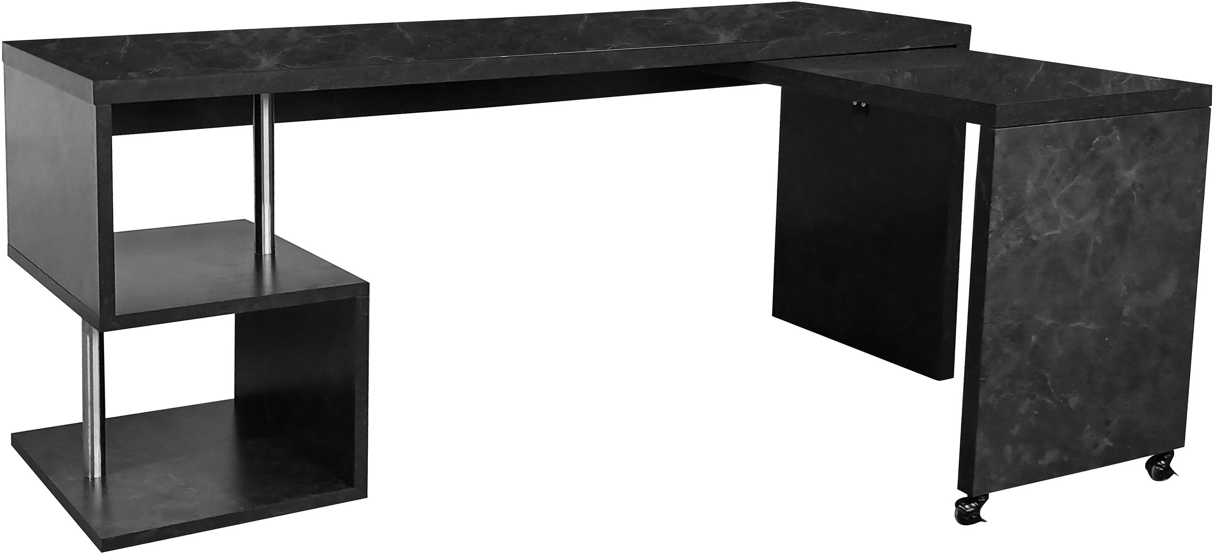 Places of Style Schreibtisch »Lopar, Eckschreibtisch«, rollbares Tischelement, großzügige Arbeitsfläche, Winkel 180x129 cm