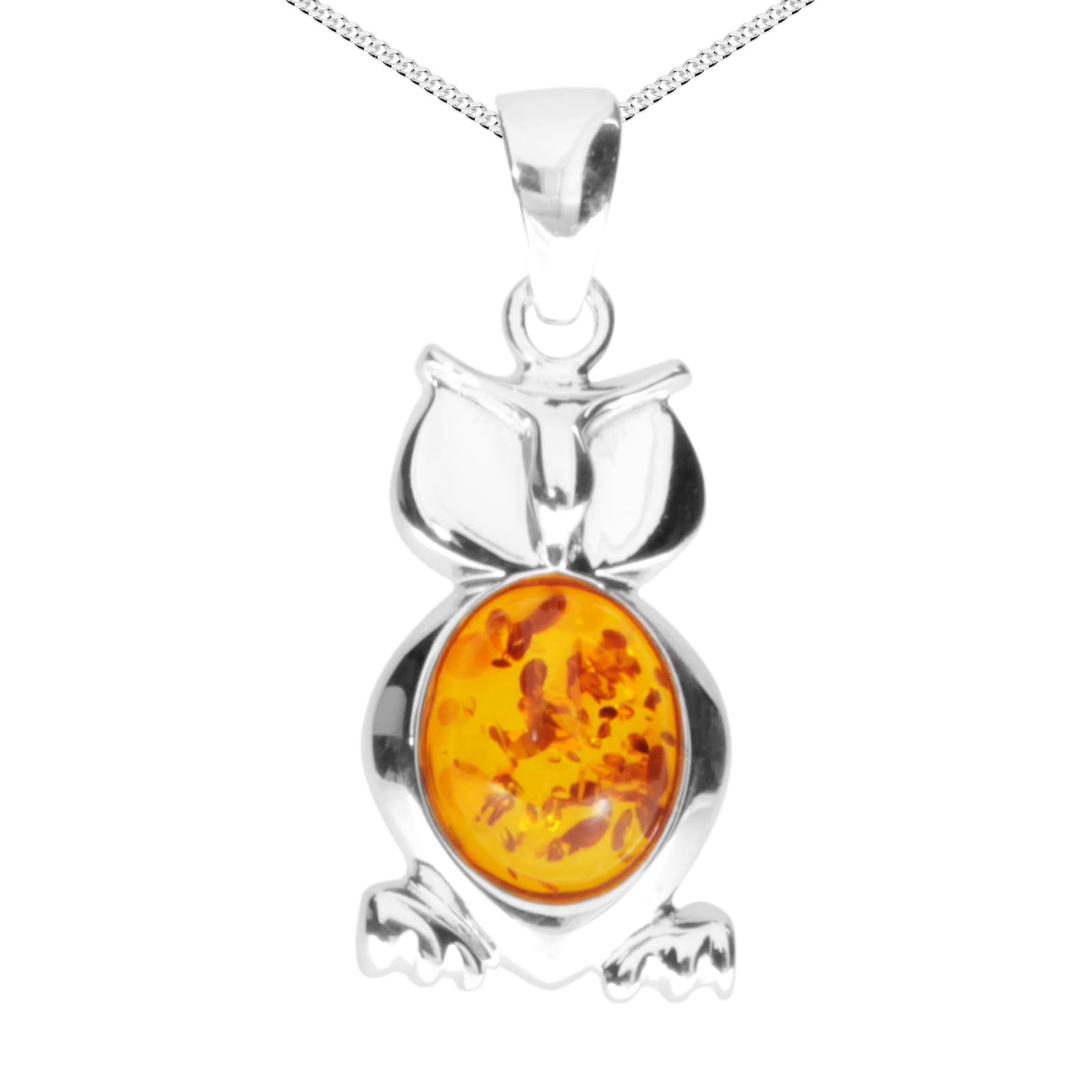 Kette mit Anhänger OSTSEE-SCHMUCK "- Eule - Silber 925/000 - Bernstein" Gr. 45, silber (silber 925, silberfarben, weiß), Schmuck_Sets, Damen, 45, Silber 925 (Sterlingsilber)
