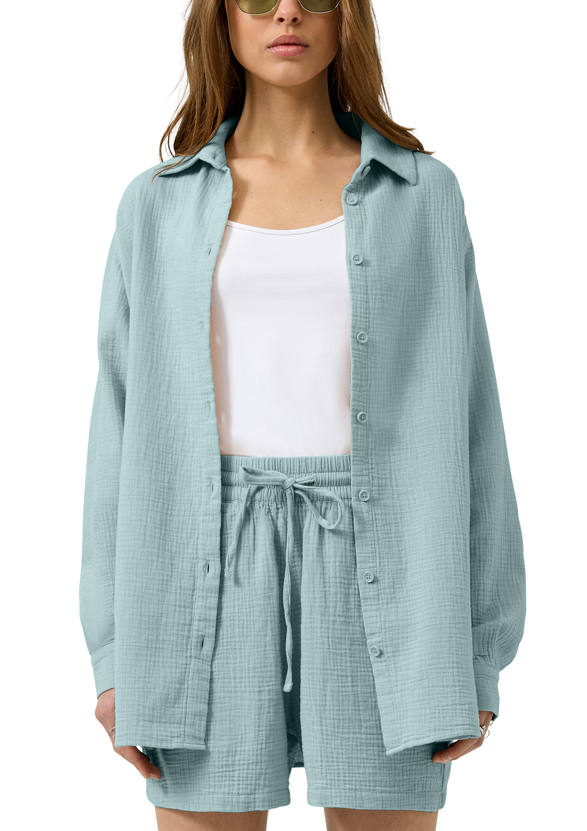 QS Langarmbluse Bluse extra lang, in Crashed-Optik günstig online kaufen