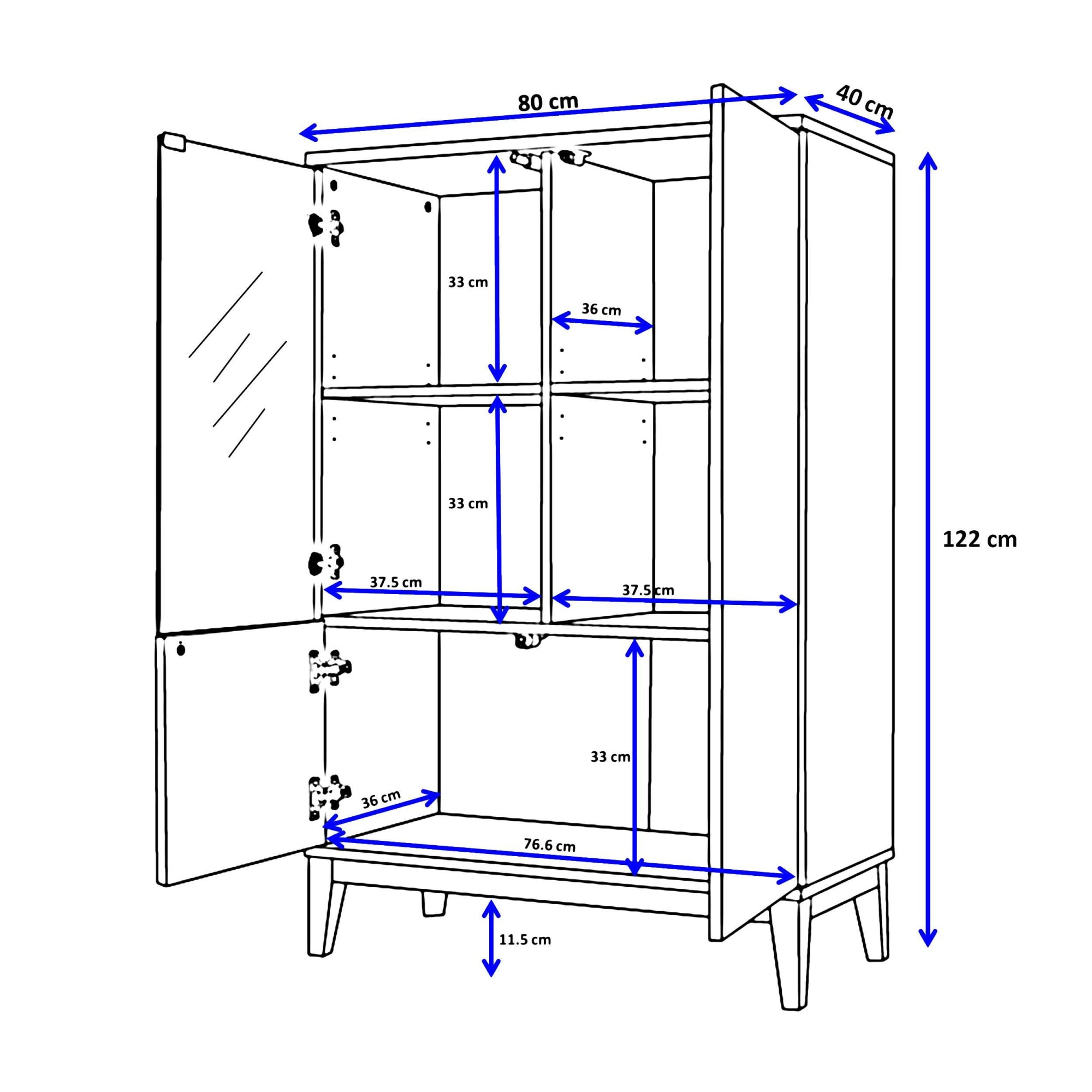 OTTO home Highboard »Maryd« Kommode, Midischrank, m. Glas- u. Holztüren, Einlegeböden, Breite 80cm