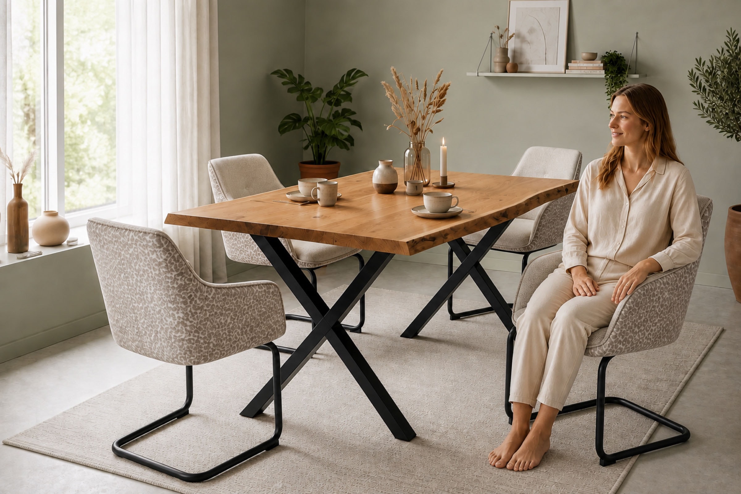 OTTO home Freischwinger »Albany« (Set) 2 Stk.moderner Freischwinger mit Leopardenlook und hochwertigem Webstoff